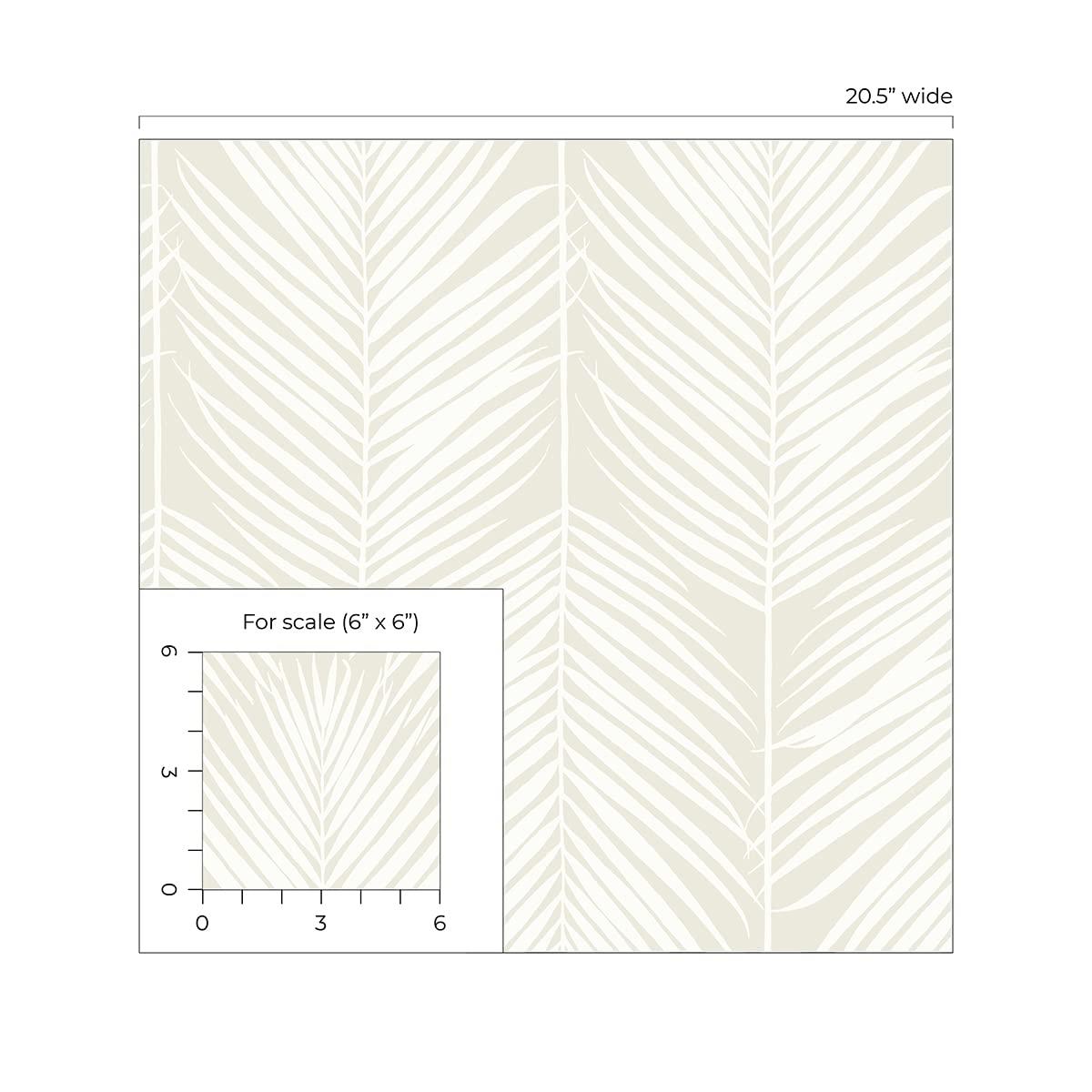 NextWall Palm Silhouette Peel and Stick Wallpaper Light Beige: Vinyl, Self-Adhesive, Botanical Leaf Pattern, 30.75 Sq Ft Coverage