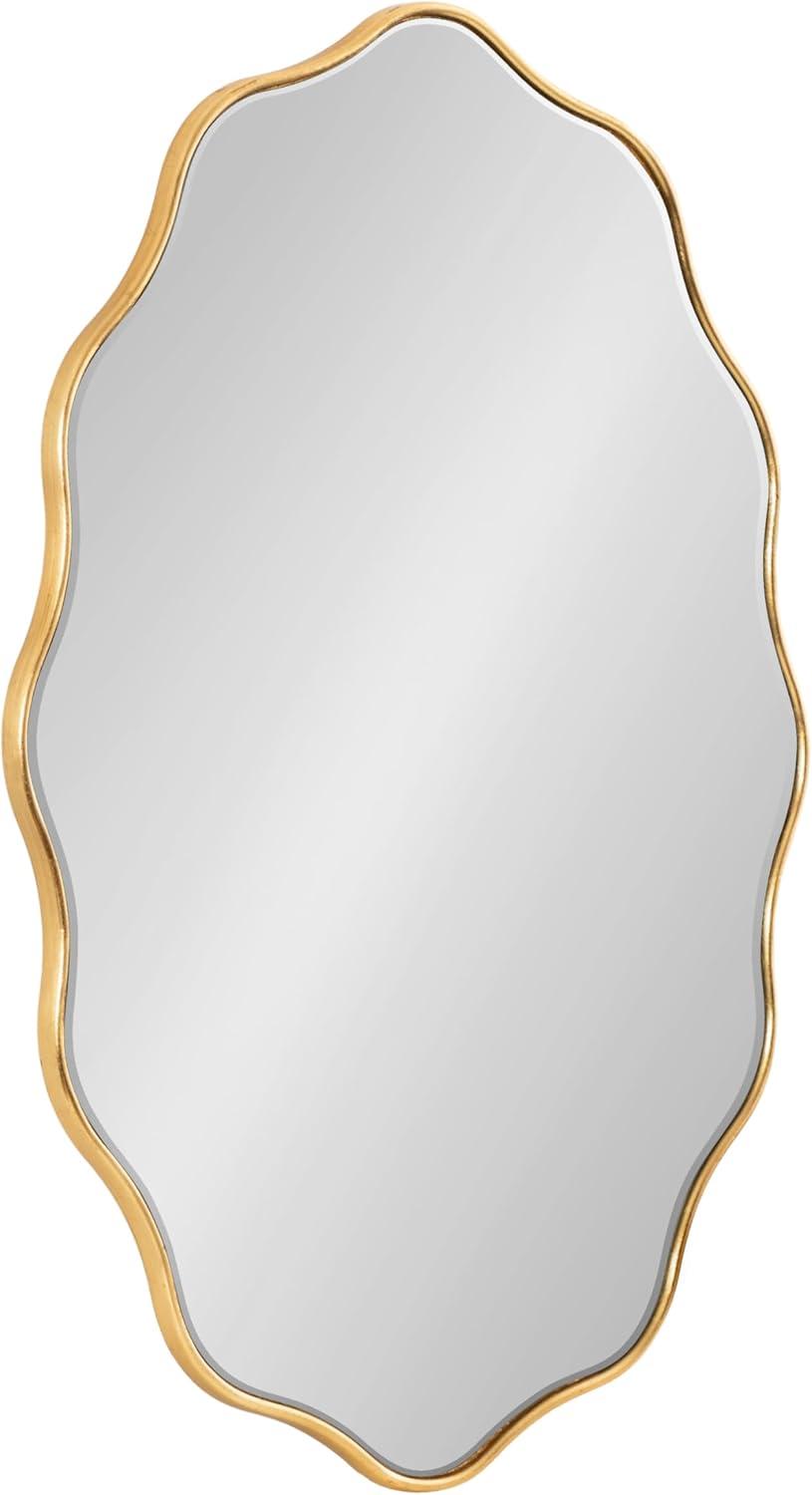 Kate & Laurel All Things Decor 24"x34" Viona Oval Scalloped Mirror Gold: Luxury Glam Style, No Assembly, Wall Mounted