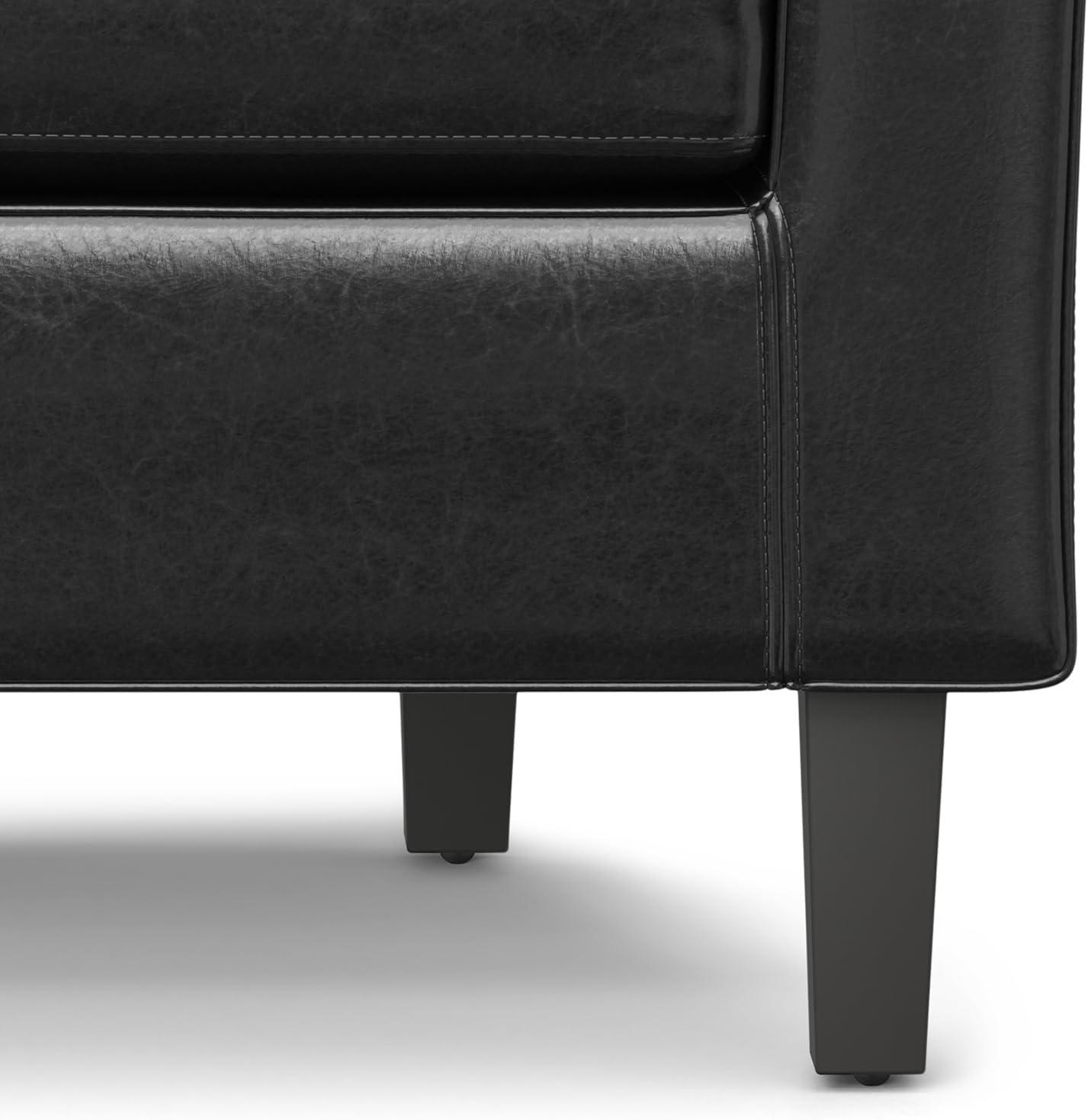 Simpli Home Austin 30"W Upholstered Vegan Faux Leather Contemporary Tub Accent Chair with High Arms and Deep Seat