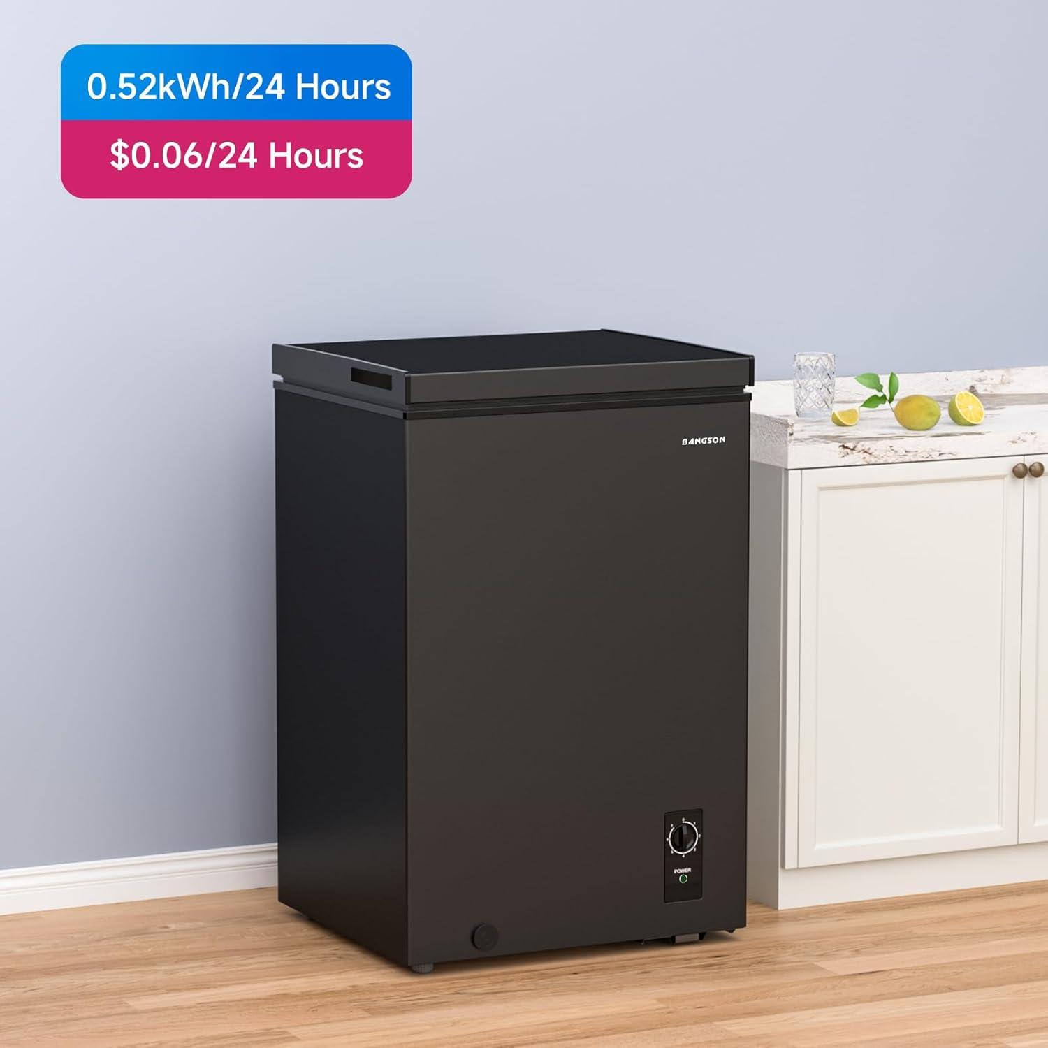 BANGSON 7.0 Cu.Ft Chest Freezer, Deep Freezer with Adjustable Thermostat, Top Open Door Freezer with Removable Basket