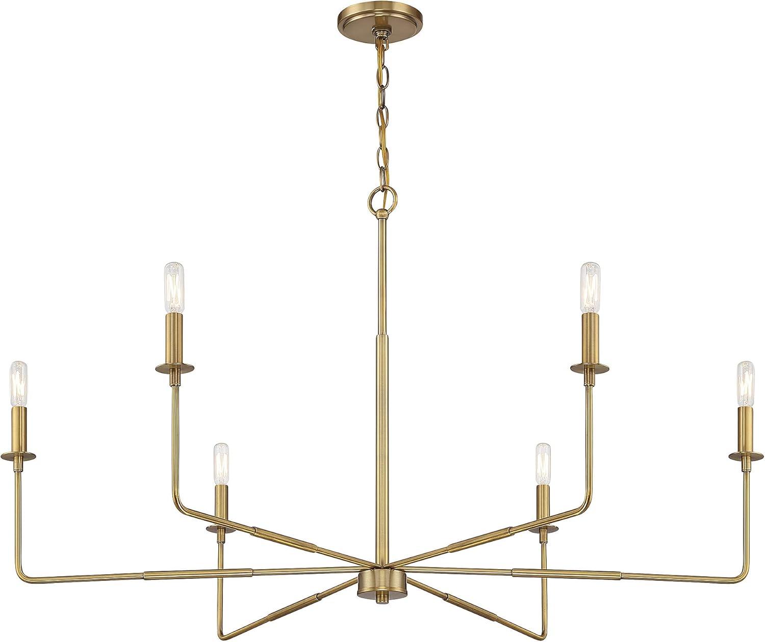 Savoy House Salerno 6 - Light Chandelier in  Warm Brass