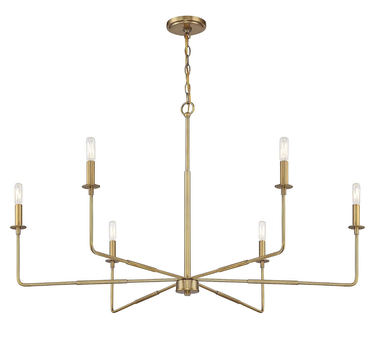 Savoy House Salerno 6 - Light Chandelier in  Warm Brass