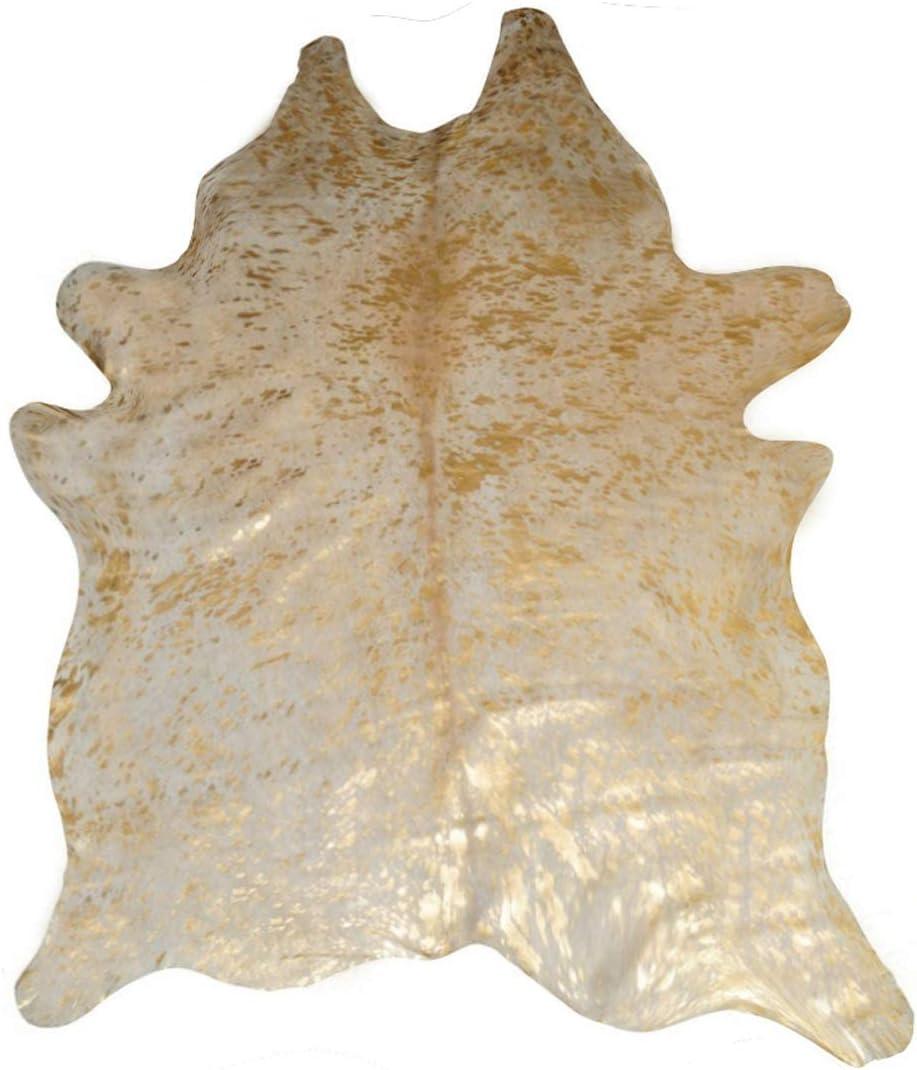 Natural Gold Handmade Cowhide Area Rug 6x7 Foot