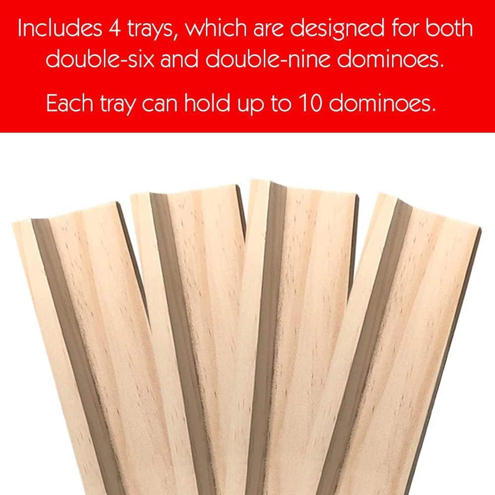 Bene Casa 4-Piece Wooden Domino Holder/Rack Set – Premium Wood Racks for Easy Tile Organization