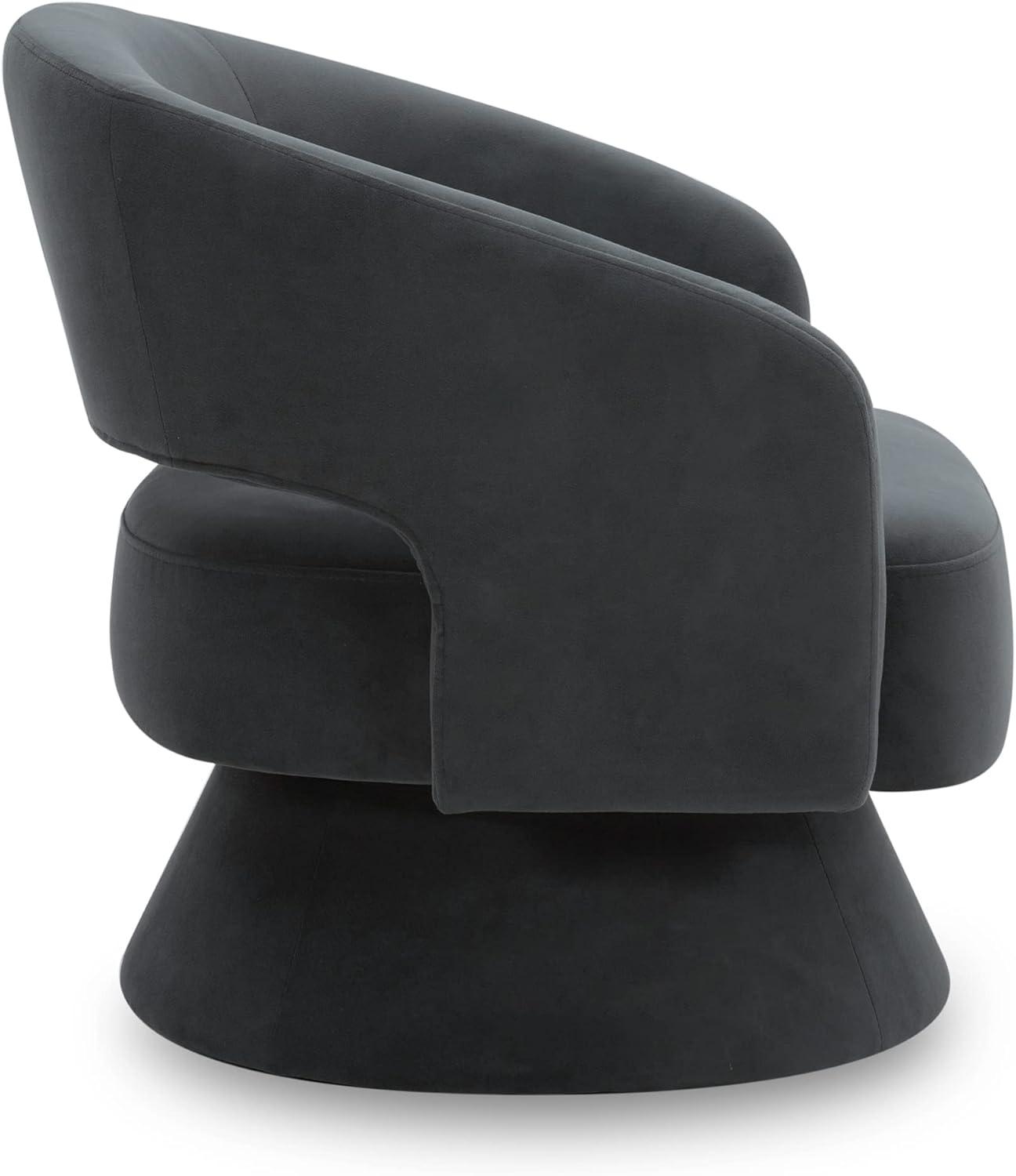 Dark Grey Velvet Geometric Swivel Accent Chair