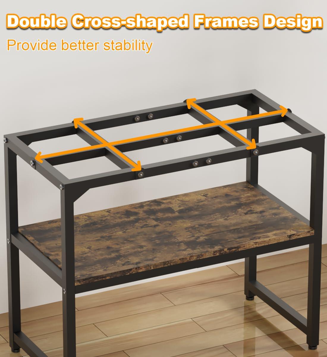 Tucker Murphy Pet™ 20 Gallon Fish Tank Stand, Upgraded Height Aquarium Stand Table With 2 Tiers Storage Shelf, Metal Reptile Breeder Turtle Terrarium Stand Rack, Black