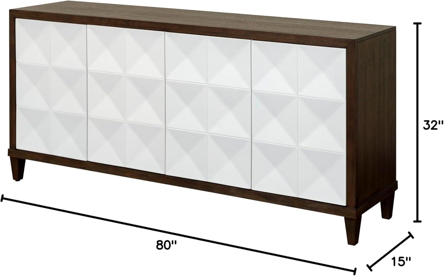 Modern Brown and White 80" Wood Console Cabinet