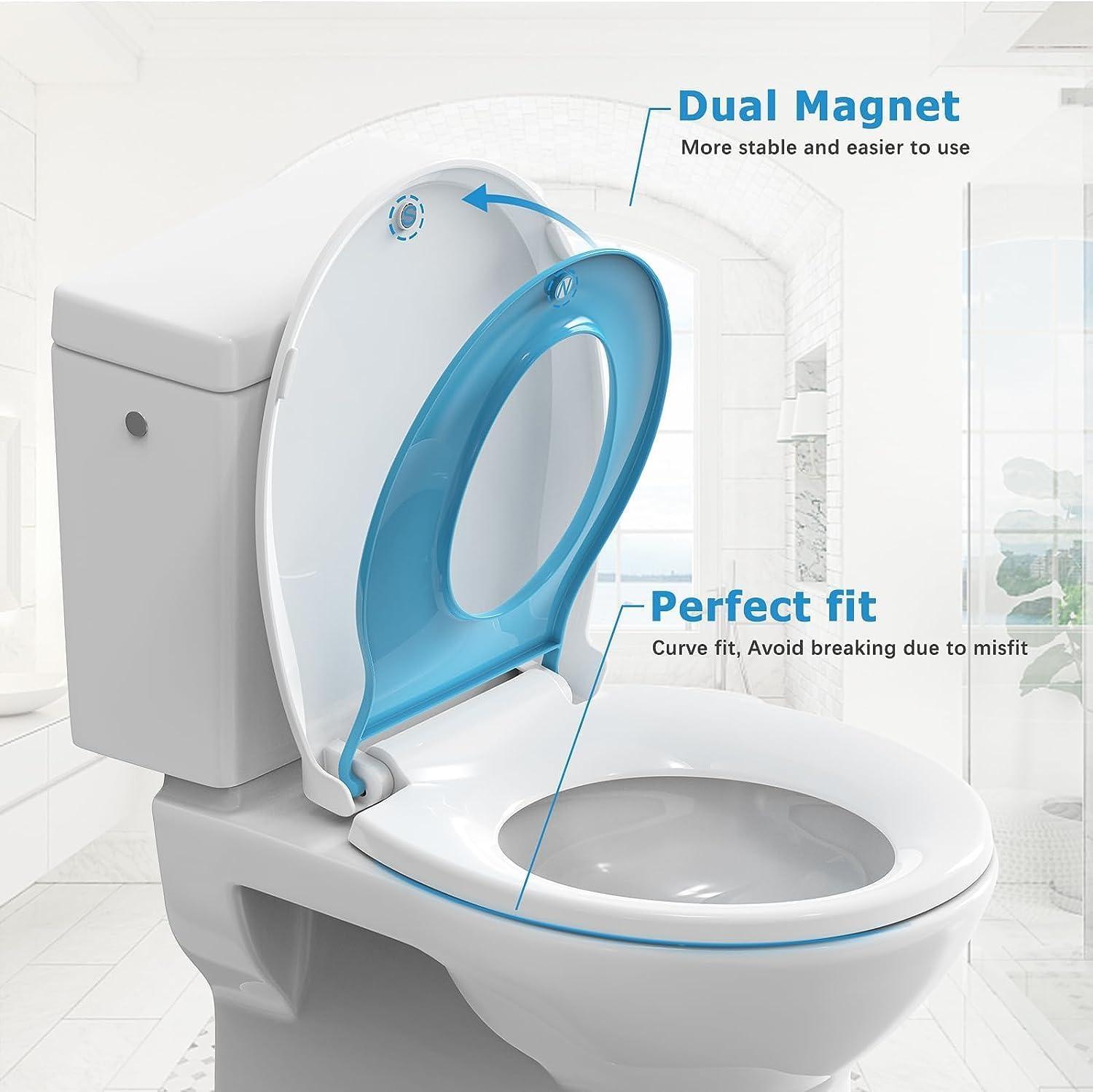 Yesurprise Toilet Seat Round Fits Both Adult and Child Blue 17''