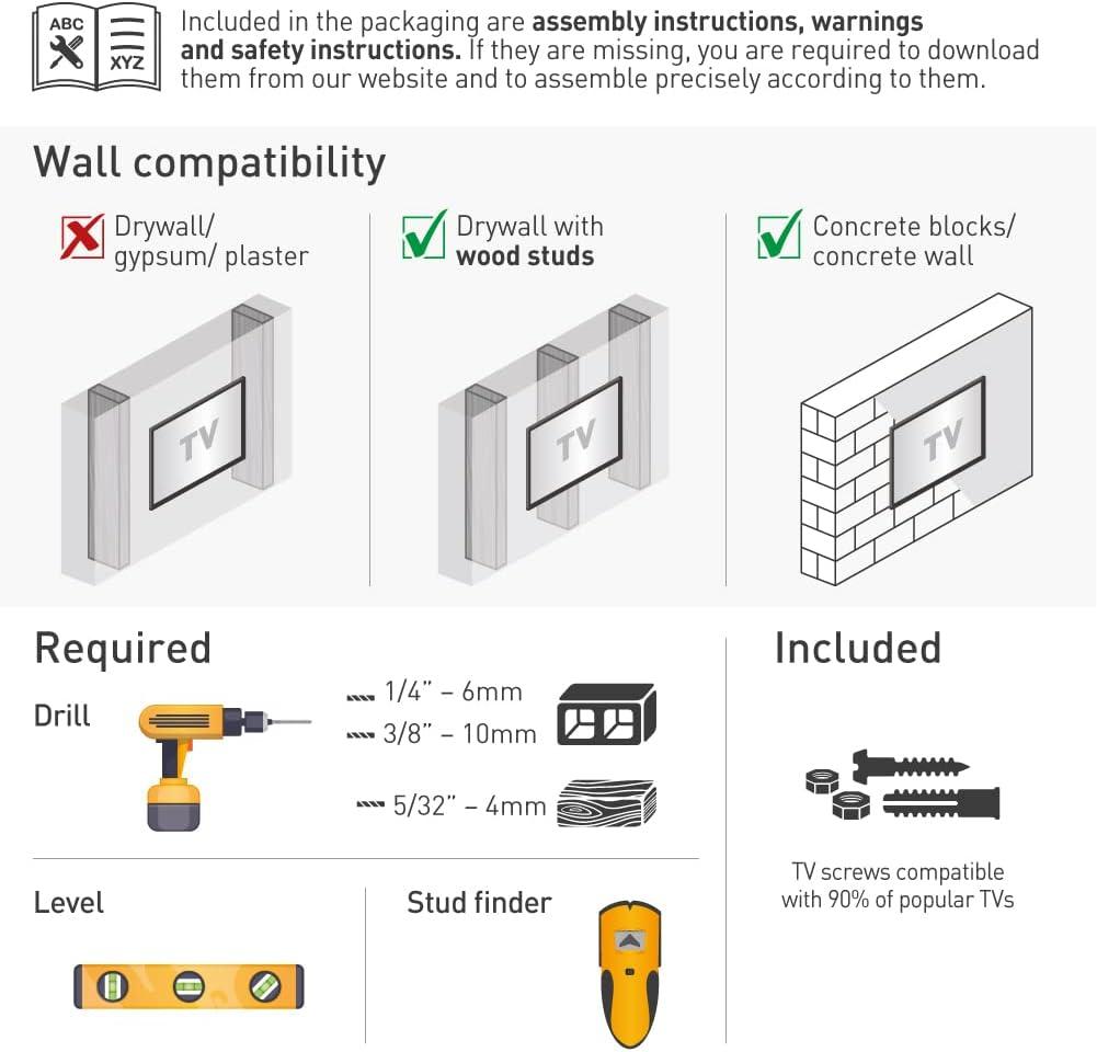 Barkan 13" - 65" Long TV Wall Mount. Full Motion - Extension, Swivel & Tilt