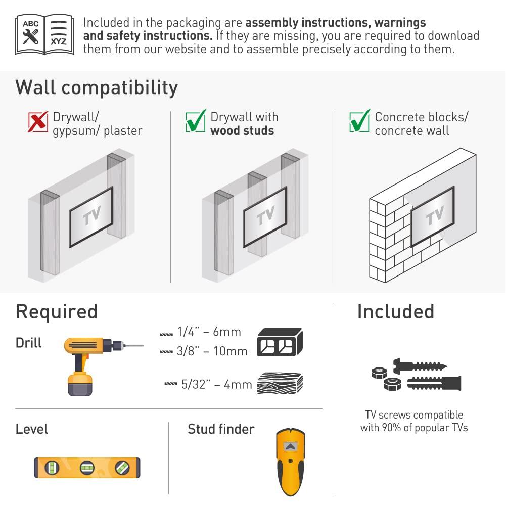 Barkan 13" - 65" Long TV Wall Mount. Full Motion - Extension, Swivel & Tilt