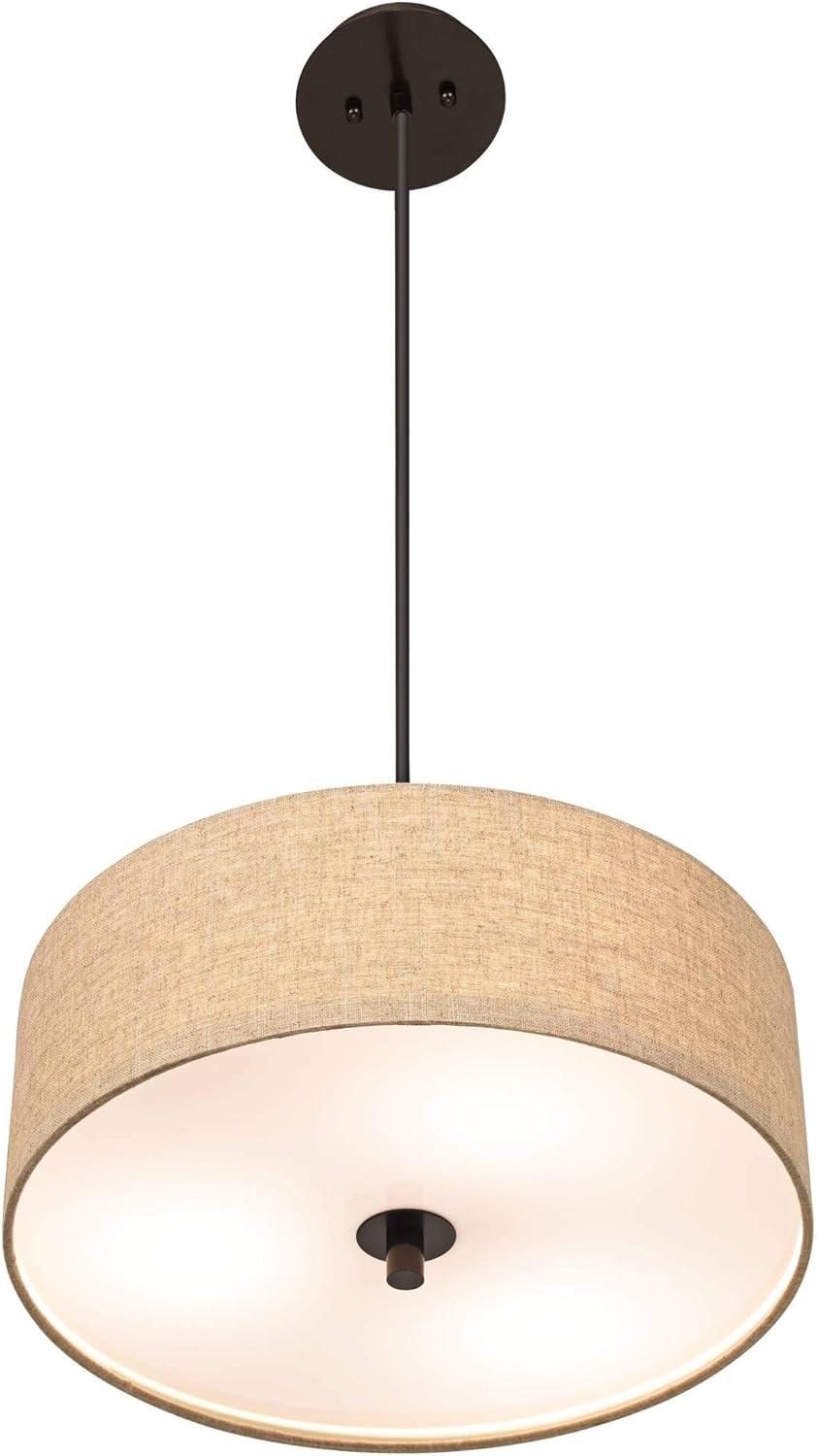 Bronze Modern 18" Drum Pendant Light with Cream Shade