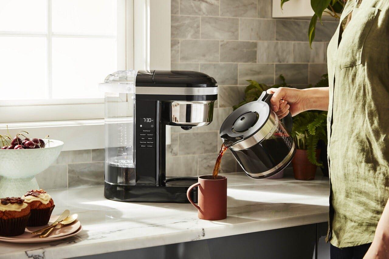 KitchenAid 12 Cup Drip Coffee Maker with Spiral Showerhead and Programmable Warming Plate, Onyx Black, KCM1209