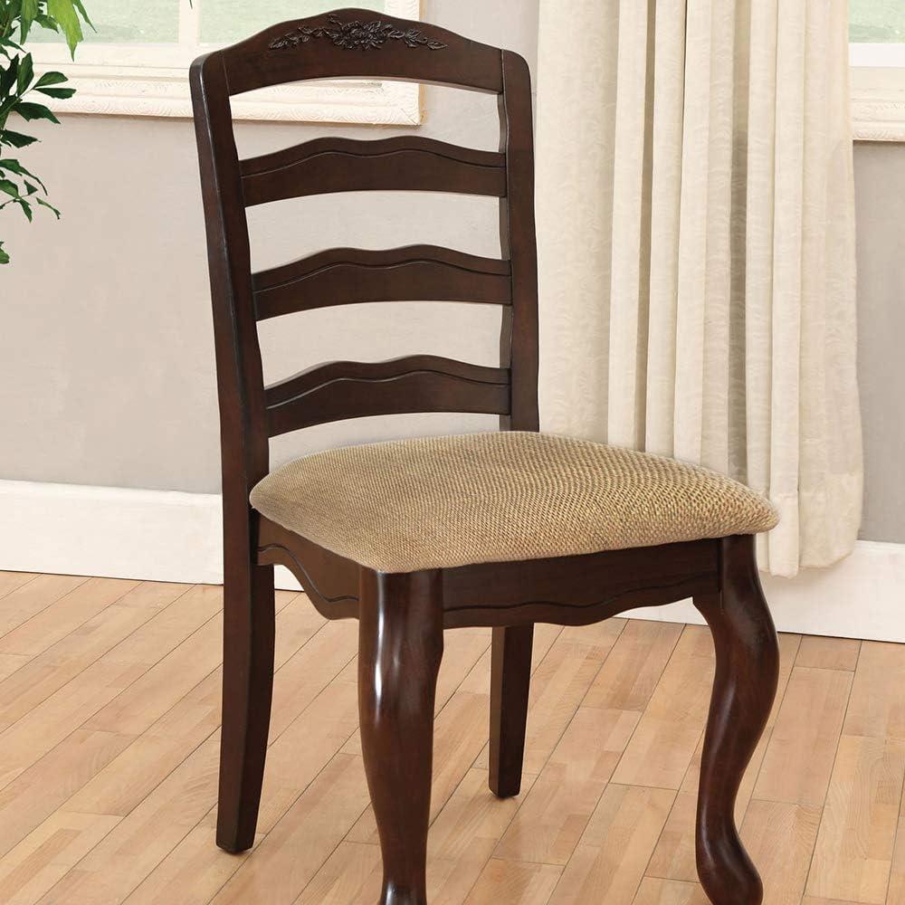 Townsville Dark Walnut Upholstered Ladderback Side Chair Set