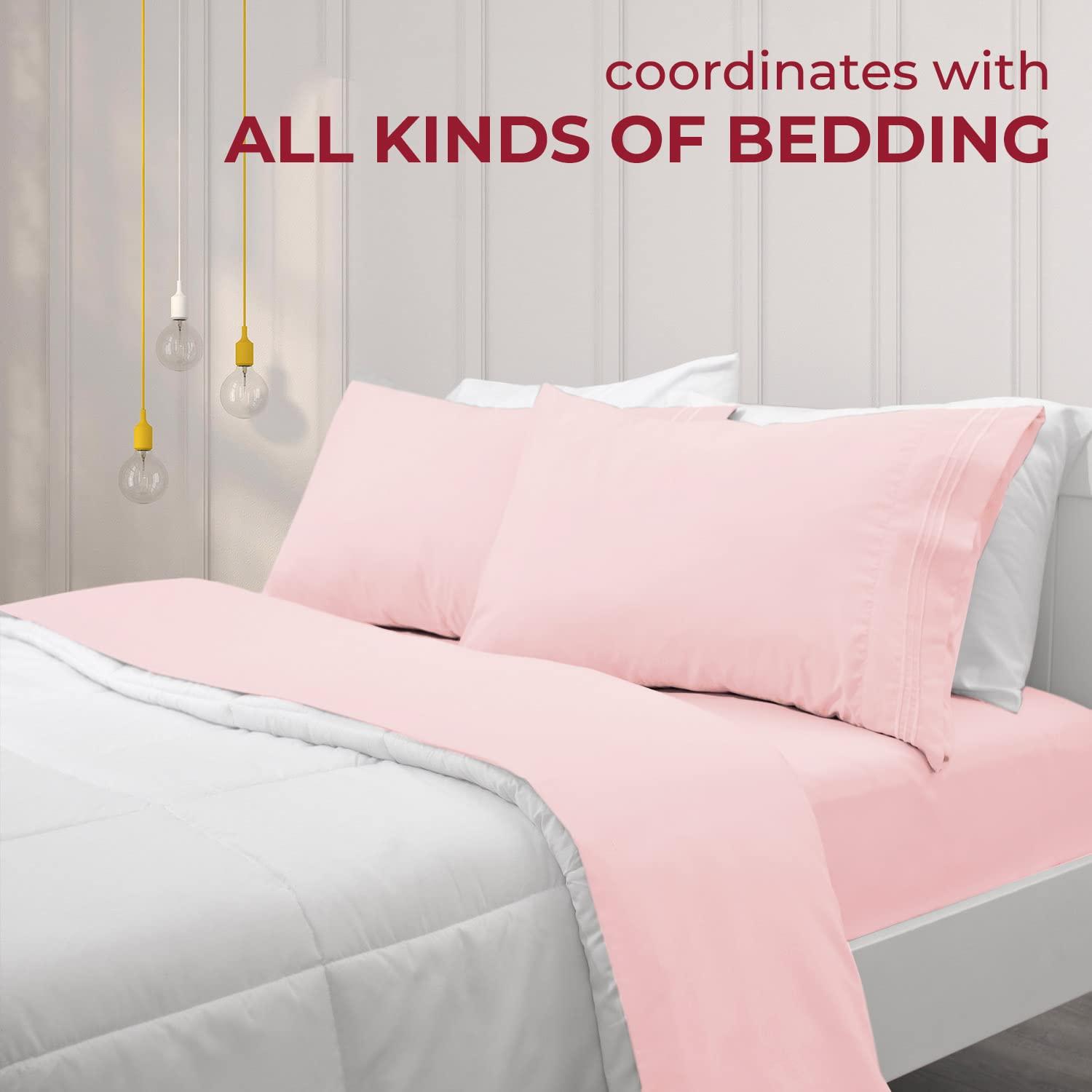 Mellanni Brushed Microfiber Pillowcase Set of 2, King, Blush Pink