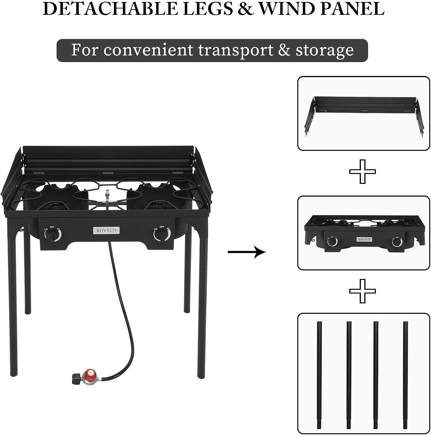 ROVSUN Black Cast Iron 2-Burner Outdoor Propane Gas Stove