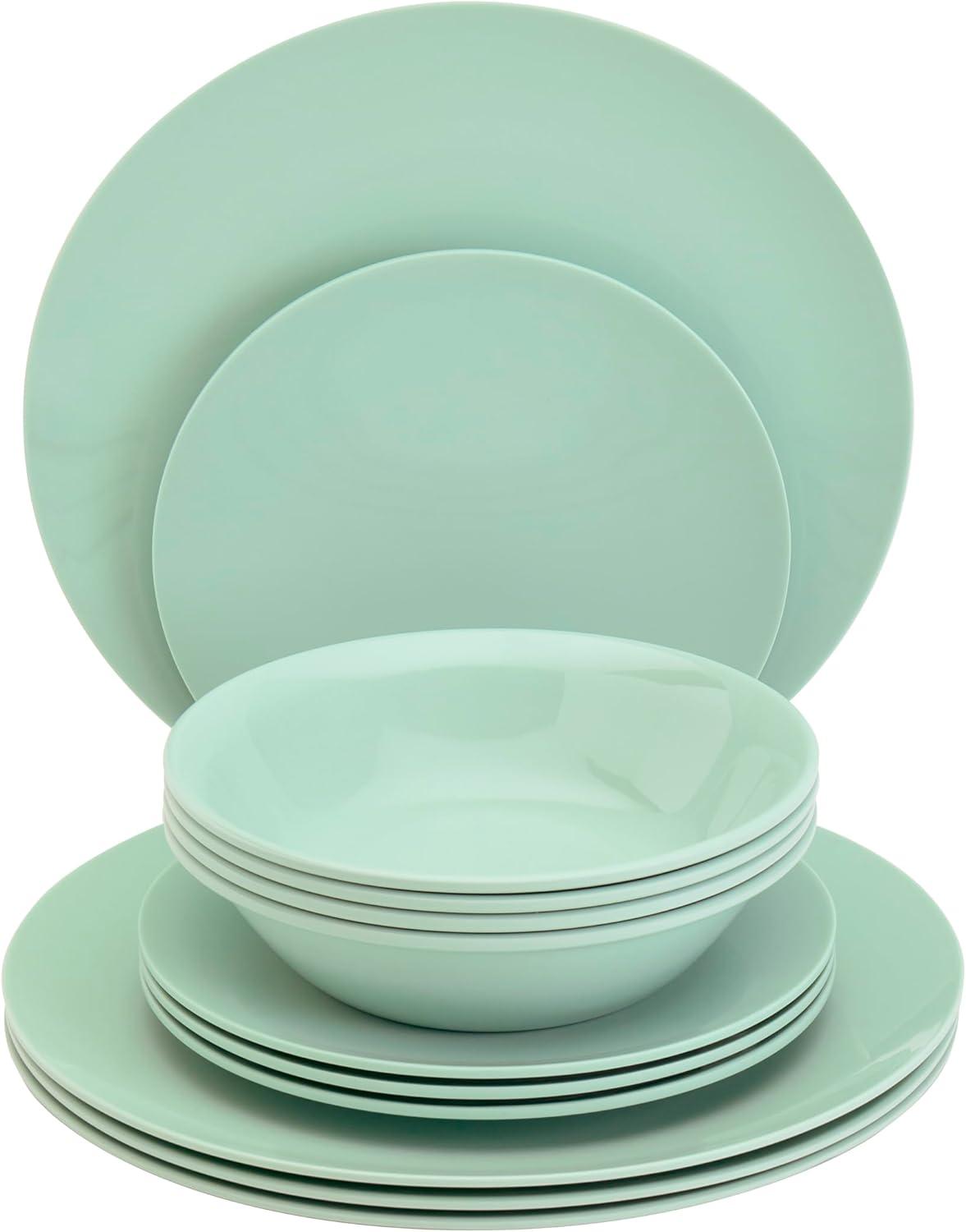 Tabletops Gallery Peacock 12 Piece Melamine Dinnerware Set