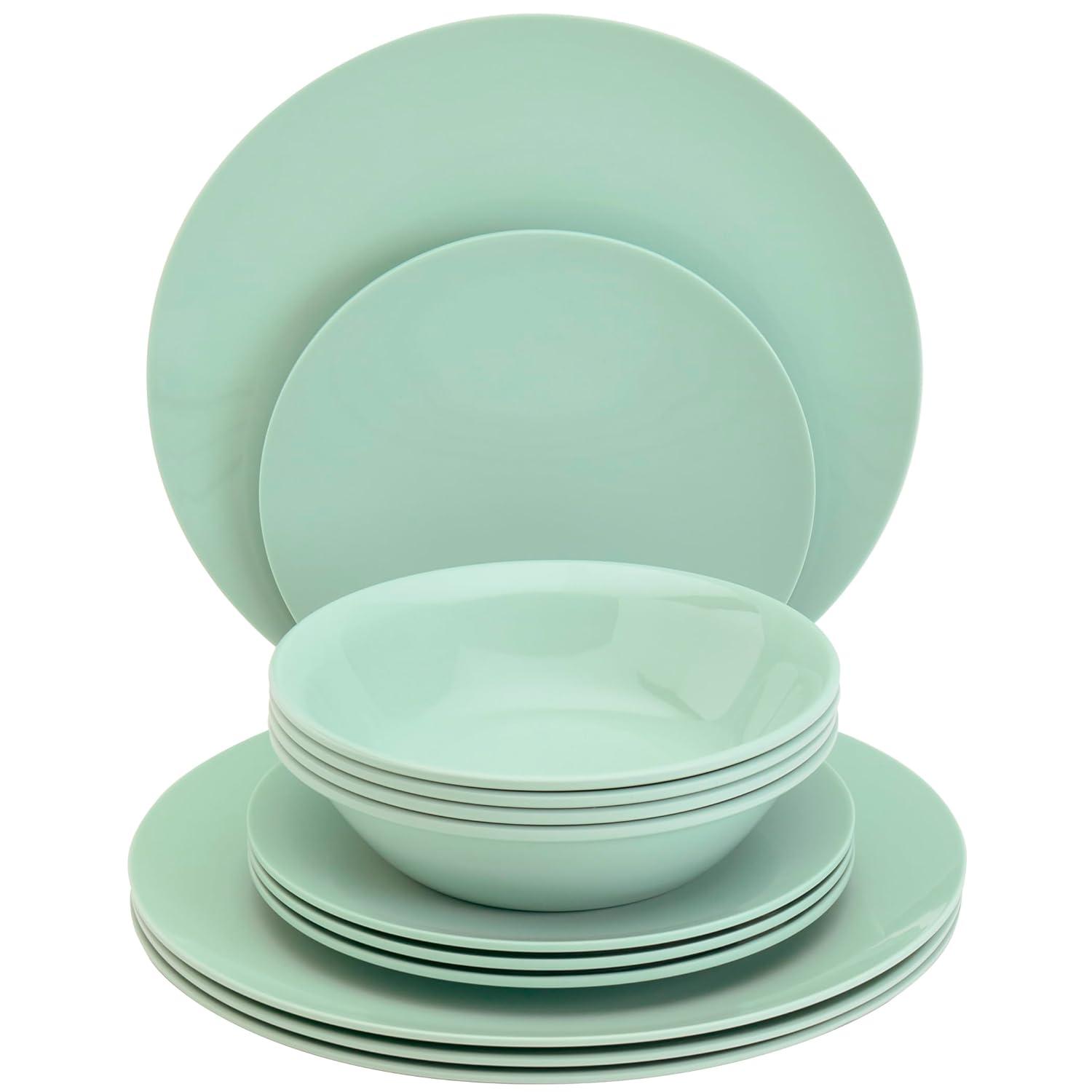 Tabletops Gallery Peacock 12 Piece Melamine Dinnerware Set
