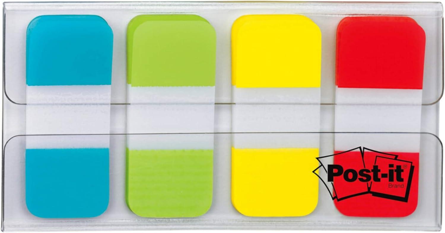 Post-it Tabs, .625", Aqua, Lime, Yellow, Red, 10/Color, 40/Dispenser