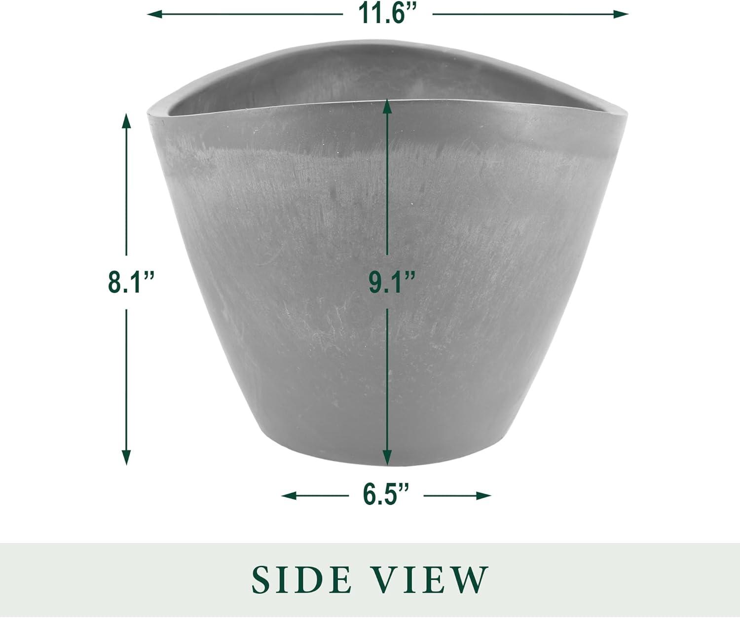 Gray Composite Oval Indoor/Outdoor Planter Pot