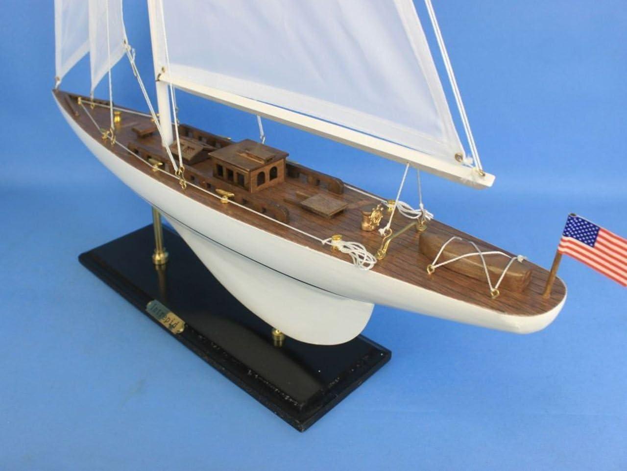 Wooden Intrepid Model Sailboat Decoration - 35 in.