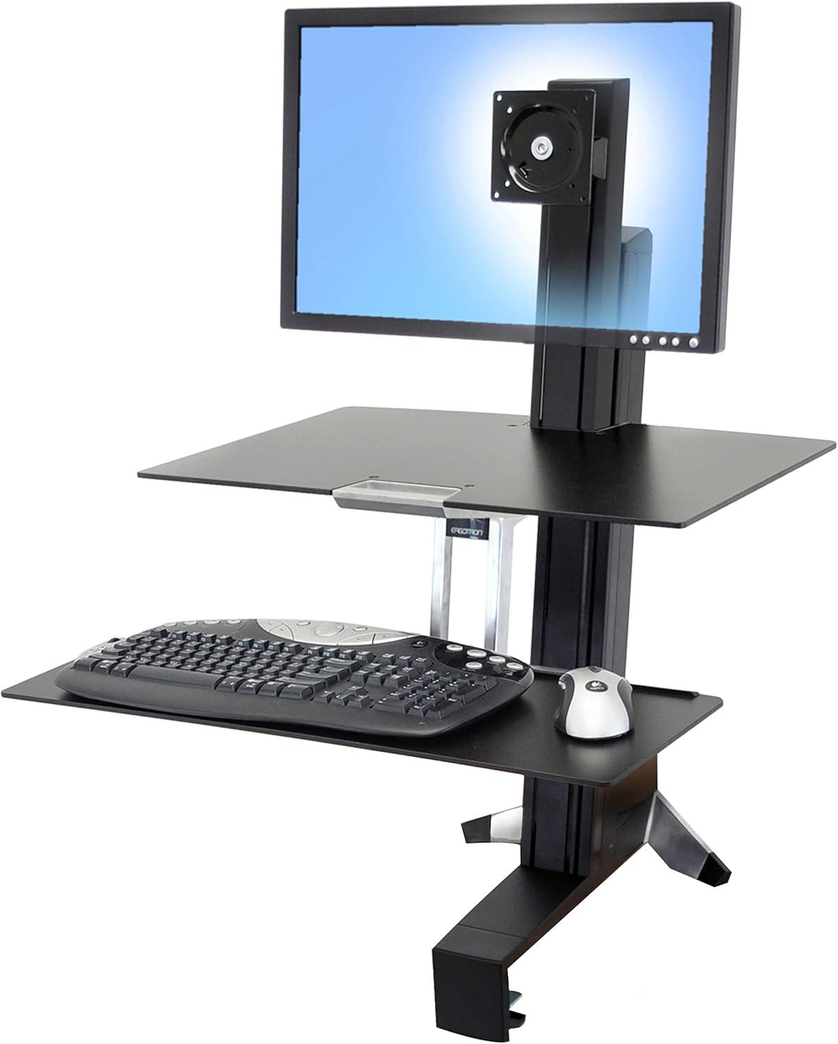 Black Adjustable Standing Desk Converter with Keyboard Tray