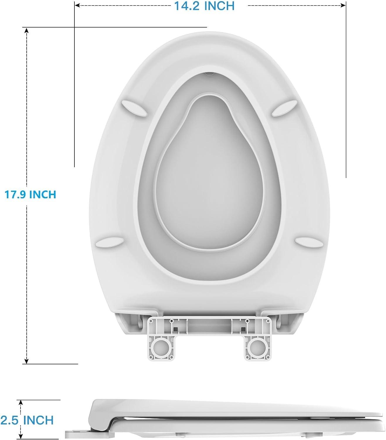 Danolapsi Elongated Toilet Seat with Built in Potty Training Seat,Quiet-Close Lid and Seat,Never Loosen,Potty Training Toilet Seat for Toddlers,Quick-Attach Hardware,Fits both Adult and Child