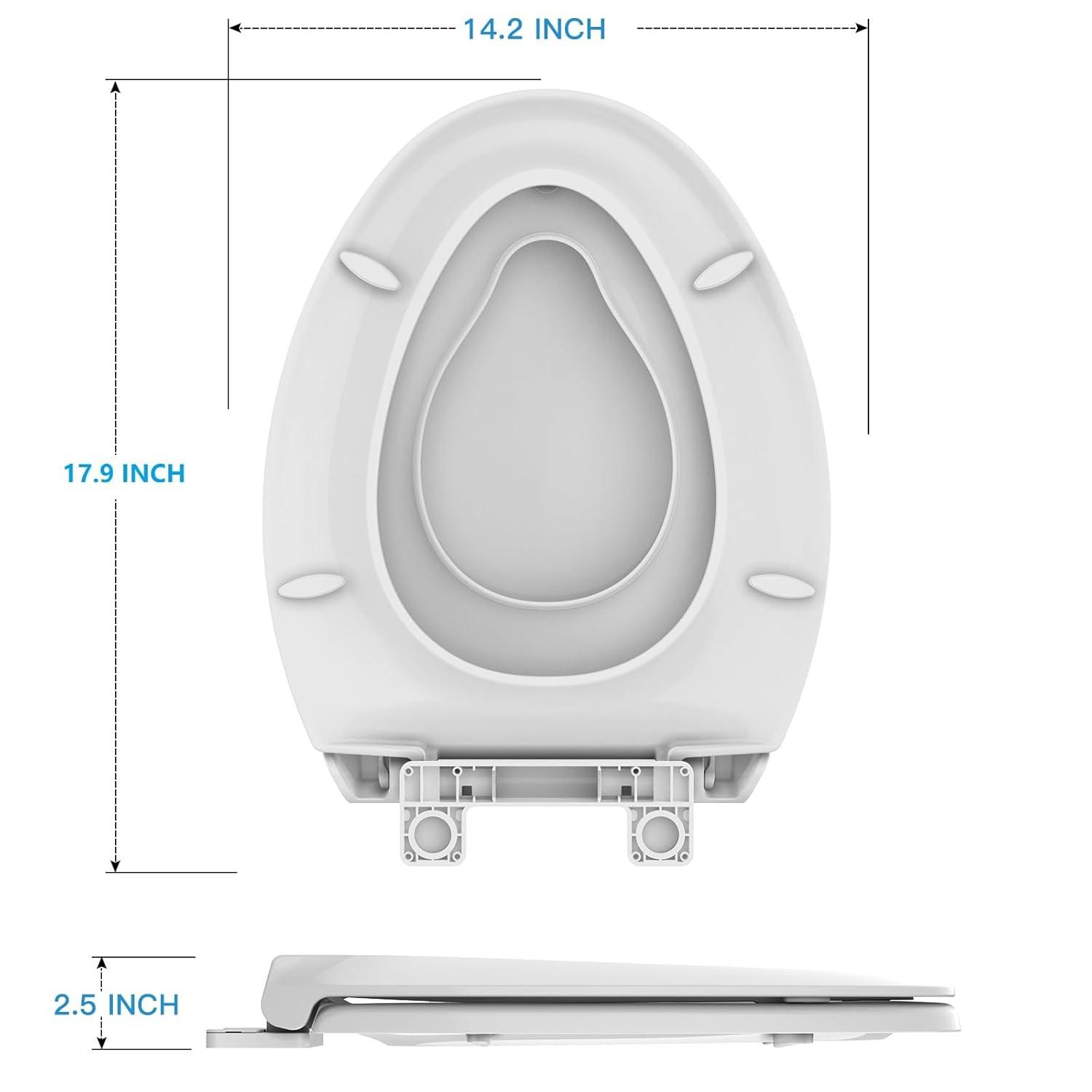 Danolapsi Elongated Toilet Seat with Built in Potty Training Seat,Quiet-Close Lid and Seat,Never Loosen,Potty Training Toilet Seat for Toddlers,Quick-Attach Hardware,Fits both Adult and Child