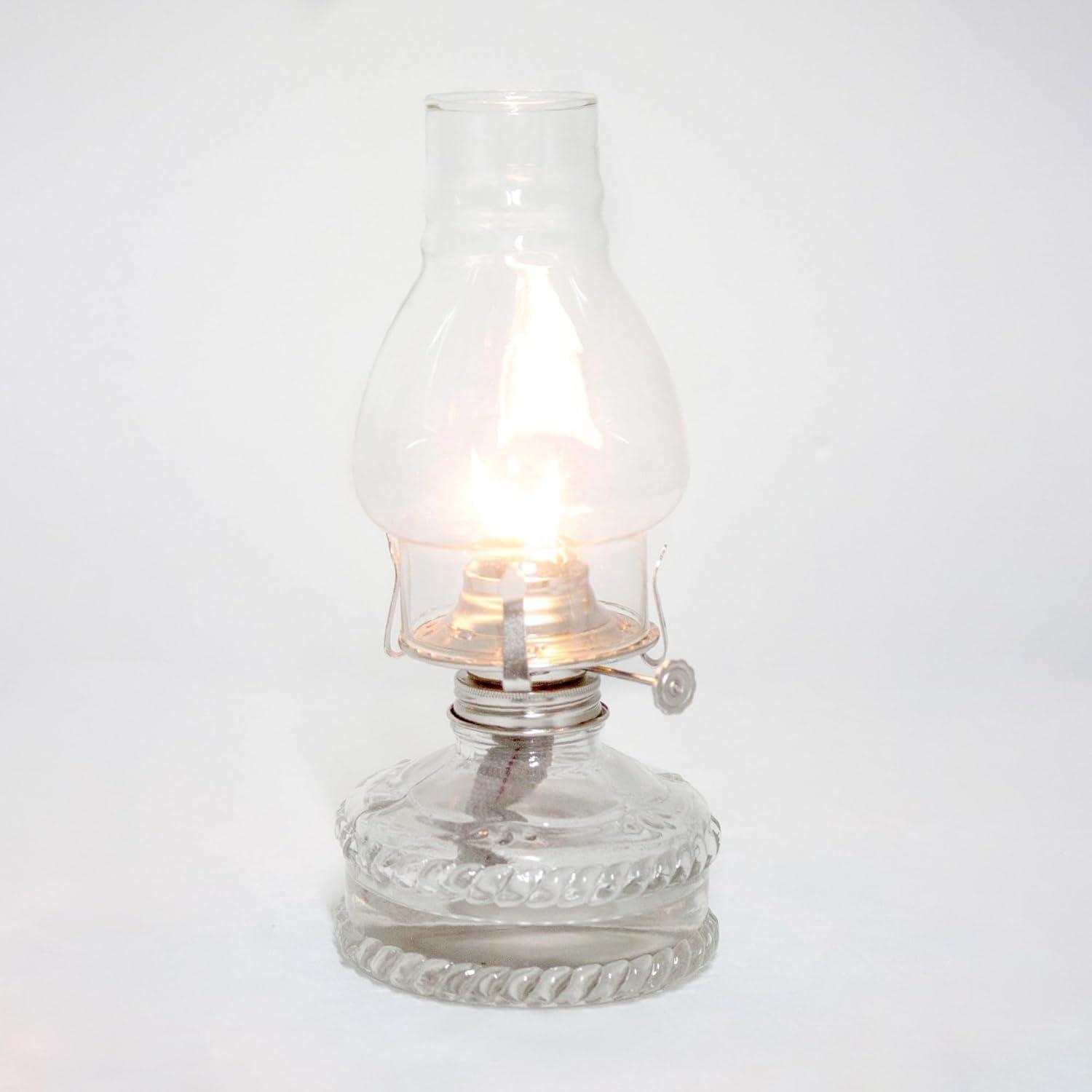 Lehman's Clear Glass Oil Lamp, with #2 Burner and 7/8 inch Wick for Accent Lighting or Centerpiece Table Decor