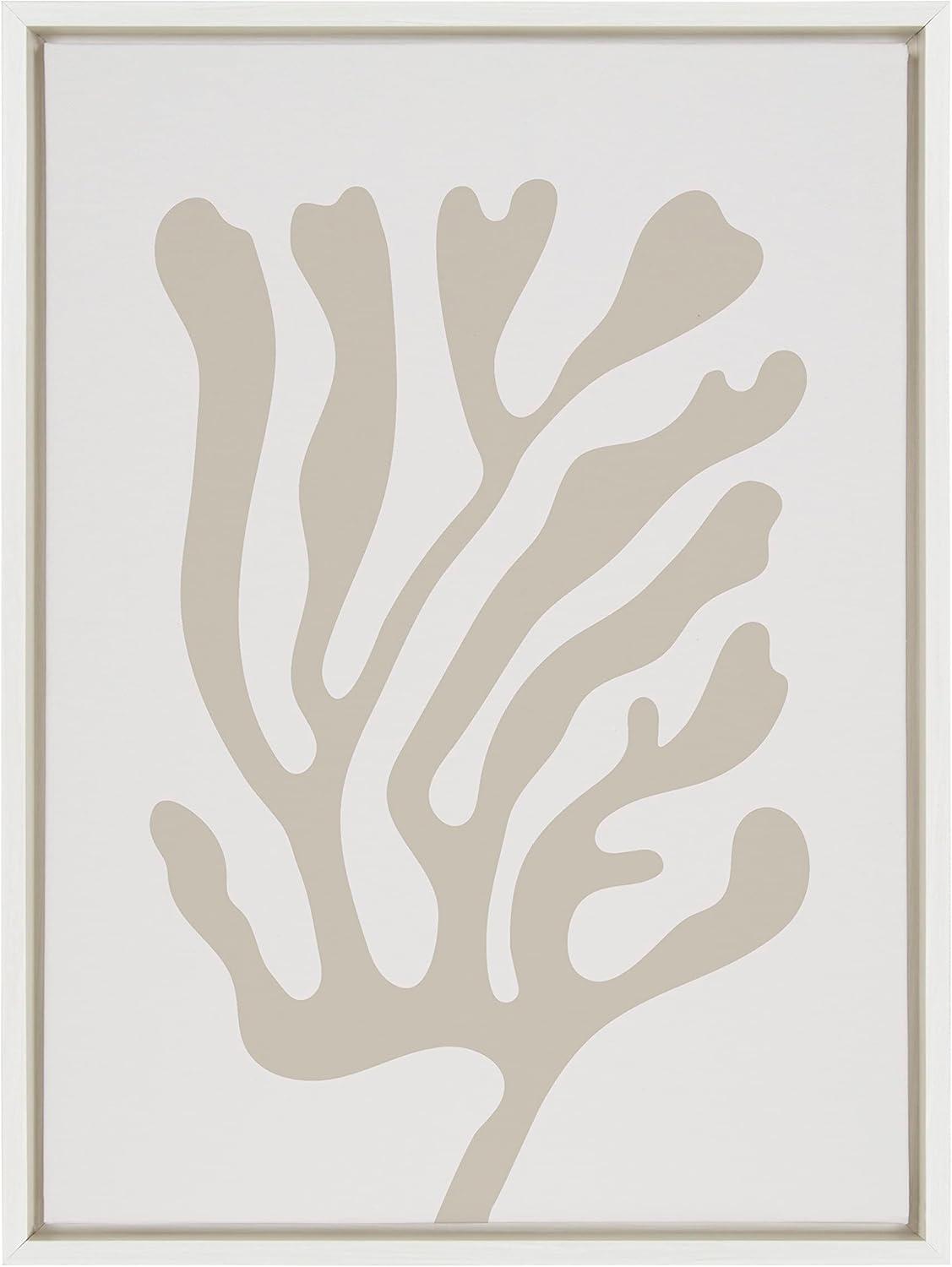 Sylvie Abstract Coral Coastal Frame Canvas by Creative Bunch White - Kate & Laurel All Things Decor