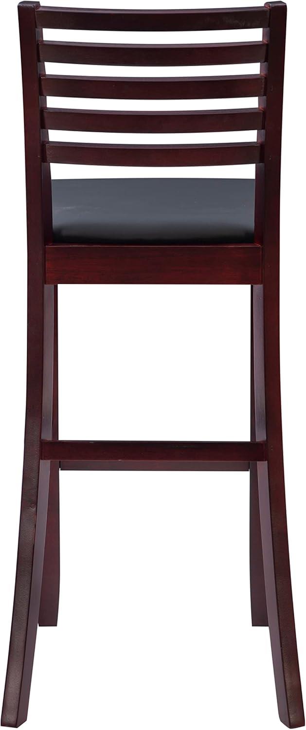 30" Torino Padded Seat Ladder Back Barstool Upholstered Seat - Espresso Wood - Linon