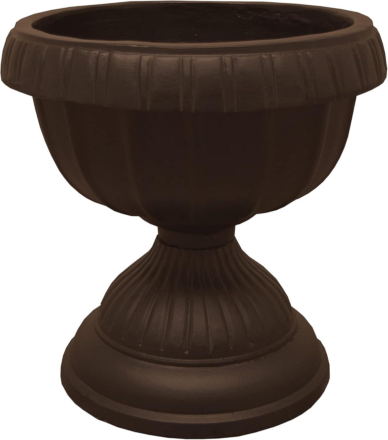 Ornate Cast Aluminum 35" Bird Bath with Planter - Brown - Oakland Living: Traditional Style, Easy Setup