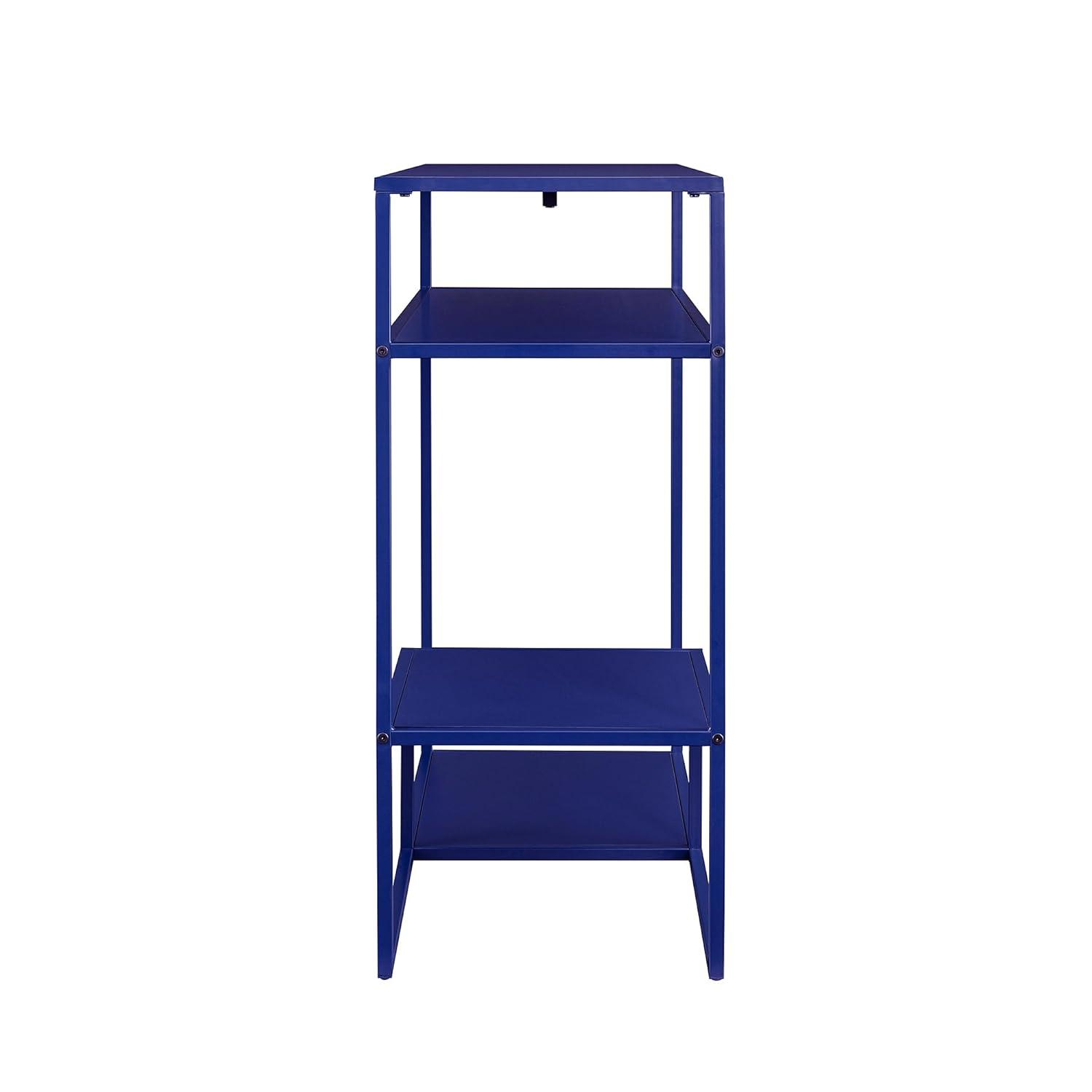 42" Metal and Wood Console Table with Tiered Shelves - Blue