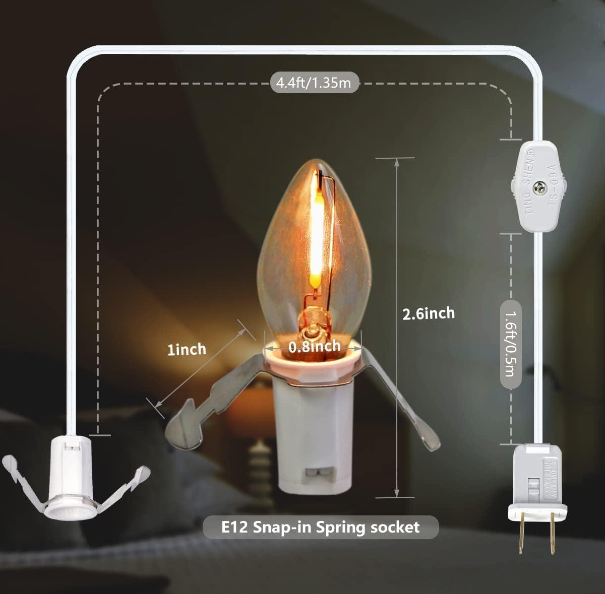 White C7 LED Light Cord with Remote Control, 4-Pack