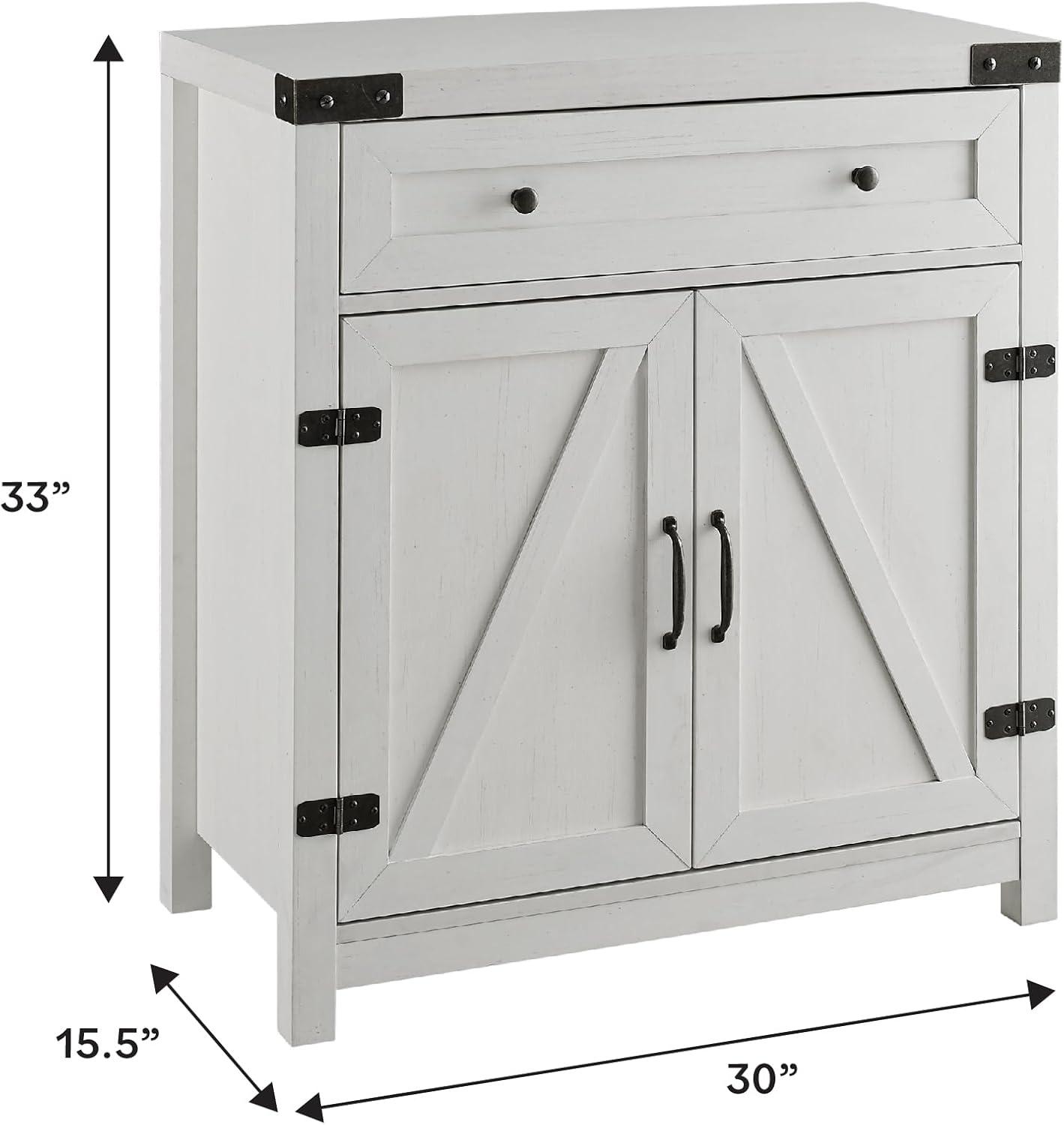 Walker Edison Modern Farmhouse 2 Barn Door Accent Cabinet, Brushed White