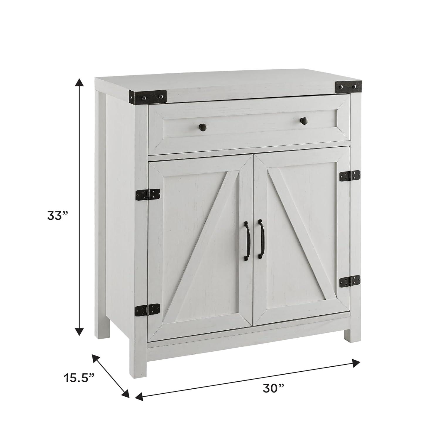Walker Edison Modern Farmhouse 2 Barn Door Accent Cabinet, Brushed White