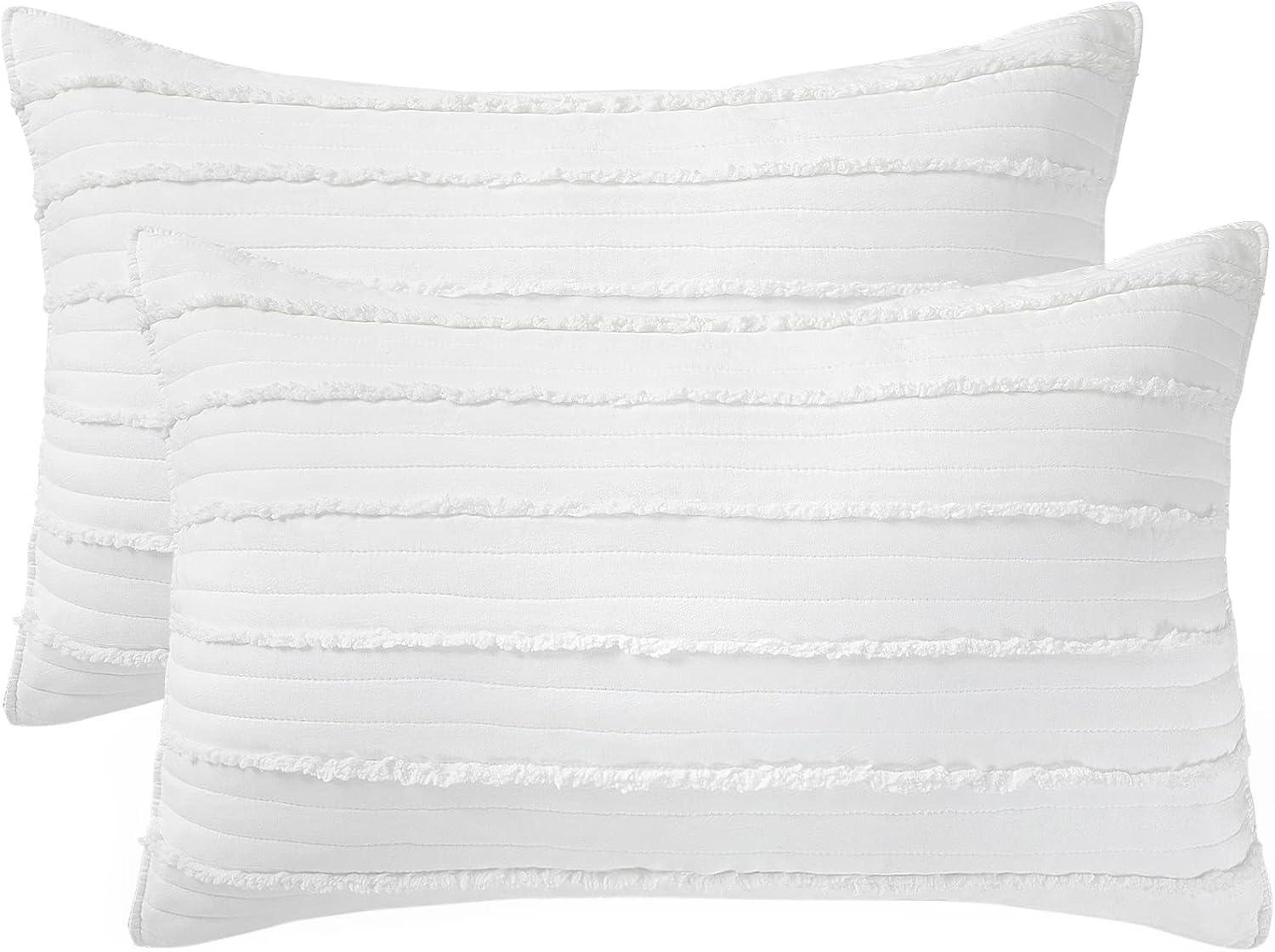 White Microfiber Standard/Queen Pillowcases with Tassels