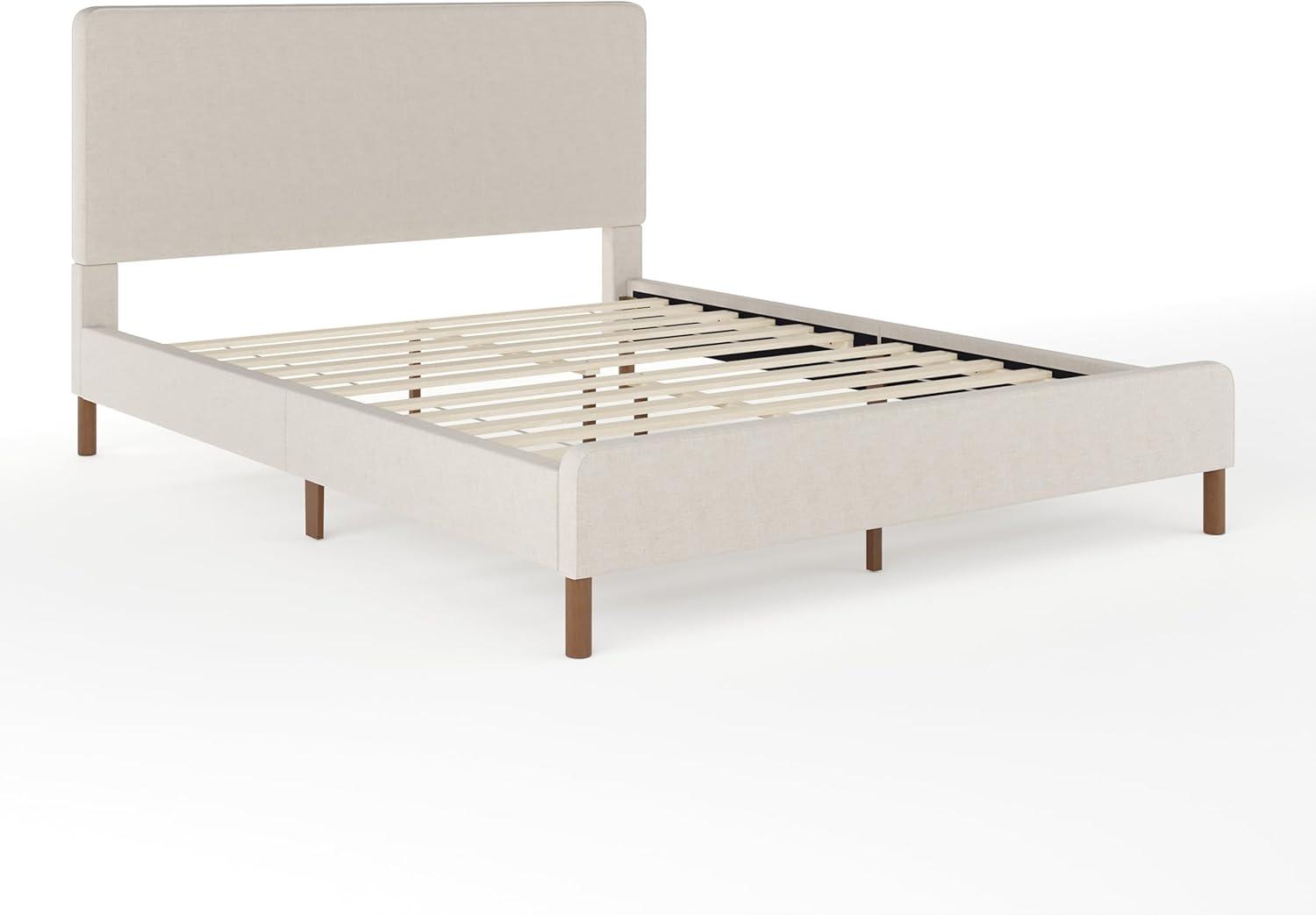 Martha Stewart Martha Stewart Britta Upholstered Platform Bed With Piped Detail Headboard