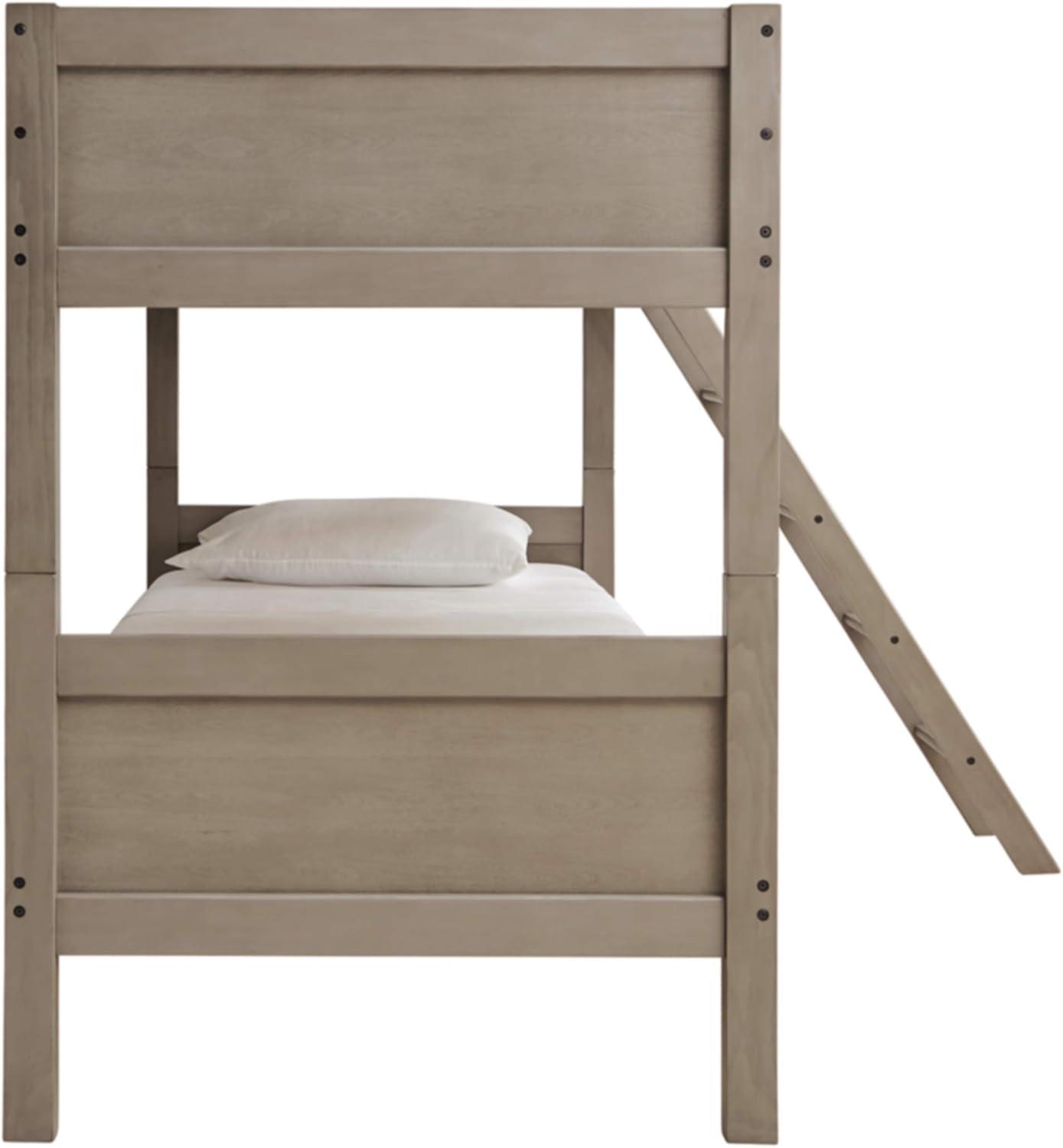 Signature Design by Ashley Casual Lettner Twin/Twin Bunk Bed with Ladder  Light Gray