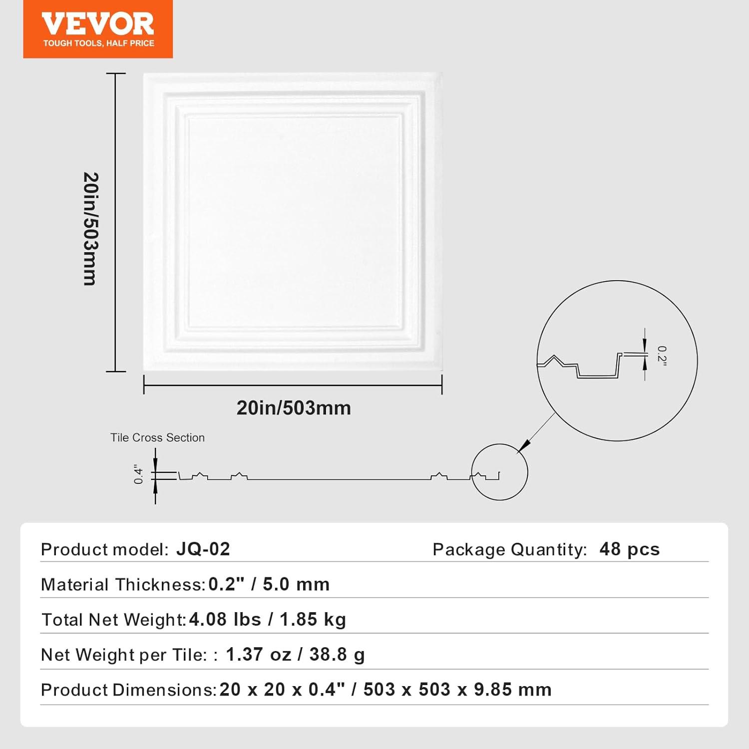 Ivory White 20" x 20" Polystyrene Ceiling Tiles Pack