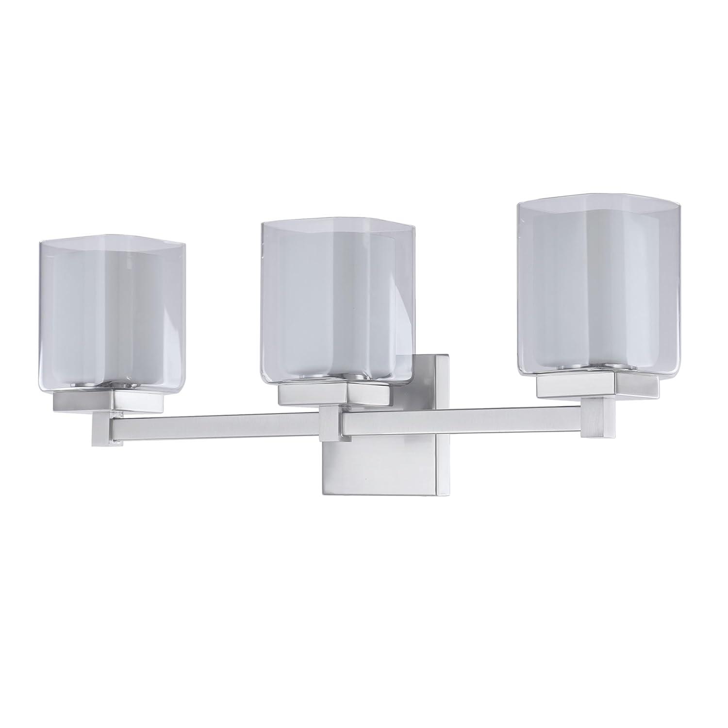 Aspen Creative 62327, Bathroom Vanity 3 Lights Fixture 24"W x 9"H x 5-3/4"E. Satin Nickel Finish, Bulb Not Included