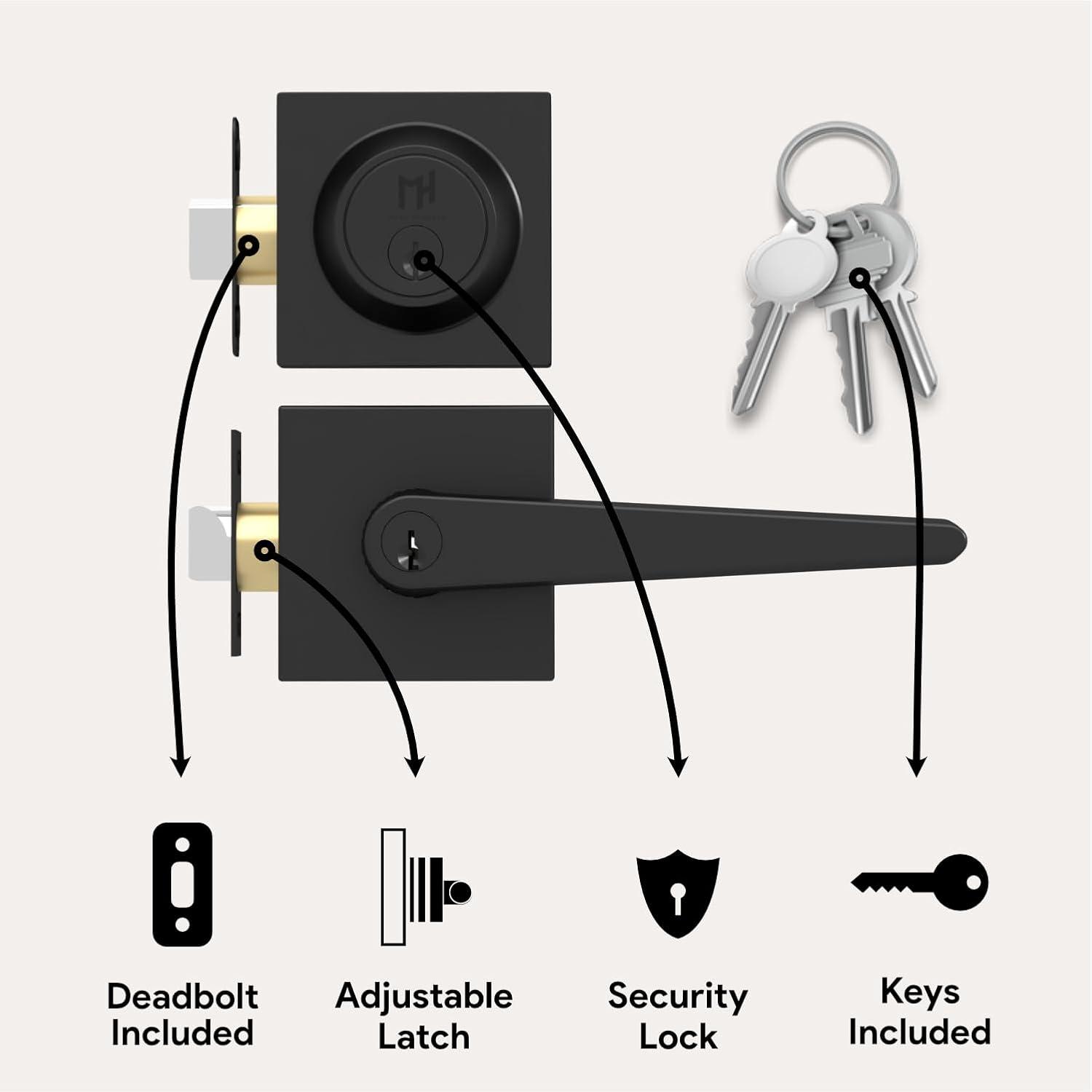 Mega Handles Schein Lever Door Lock Handle Set for Hallway, Closet and Bathroom