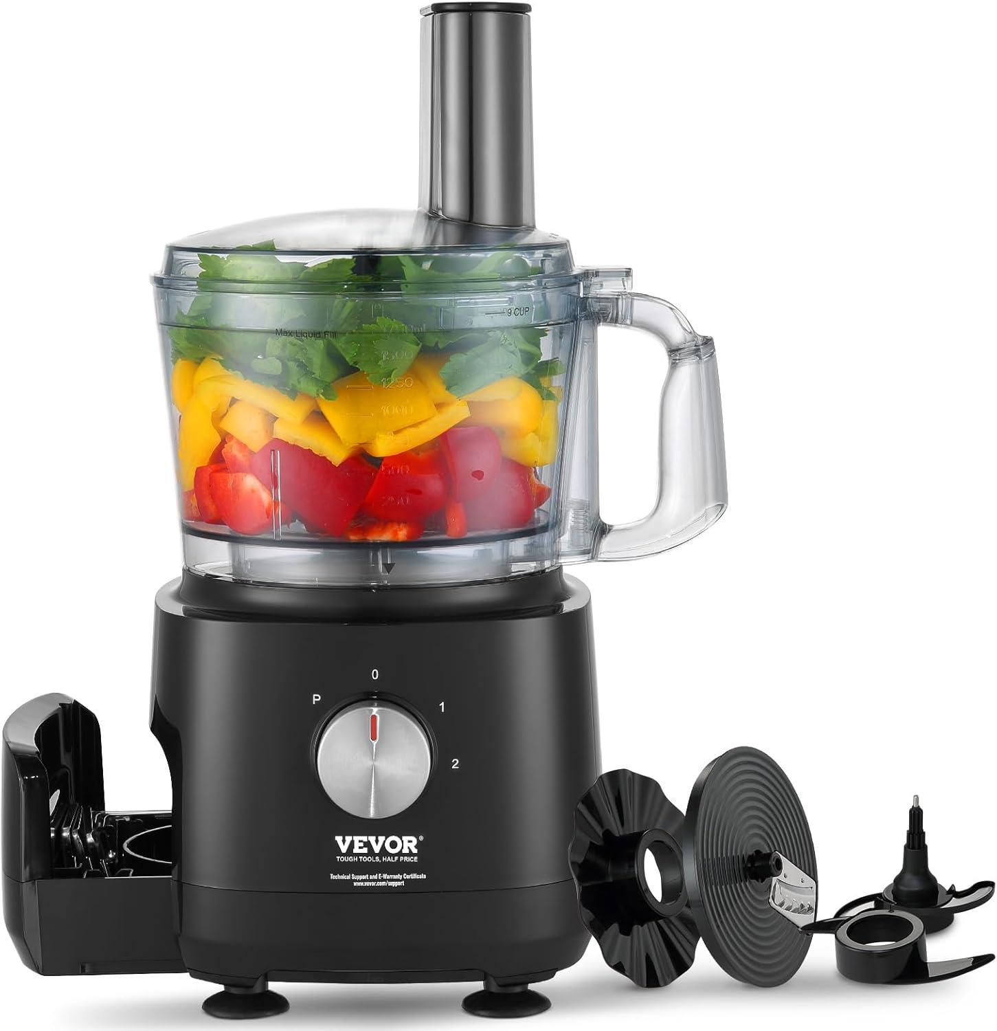 VEVOR 9-Cup Black Food Processor with Variable Speed