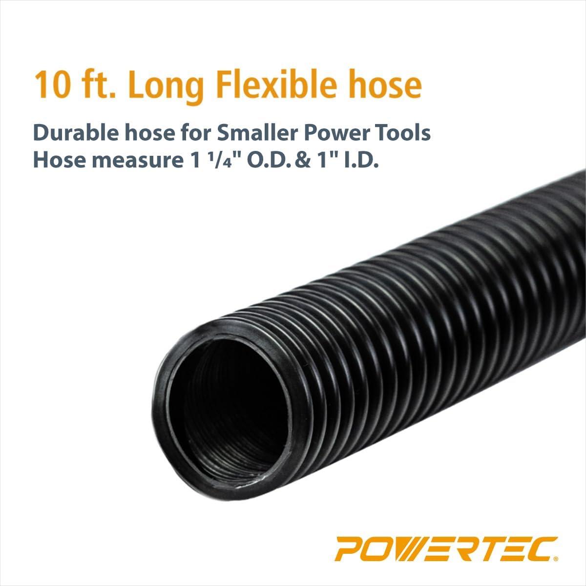 POWERTEC 10ft. Dust Collection Hose Kit with 5 Fittings for Woodworking Power Tools Home and Wet/Dry Shop Vacuums, 70347