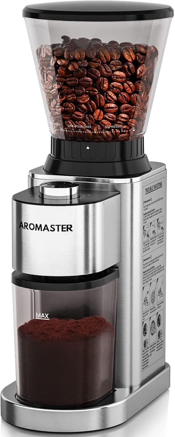 Aromaster Stainless Steel Electric Burr Coffee Grinder