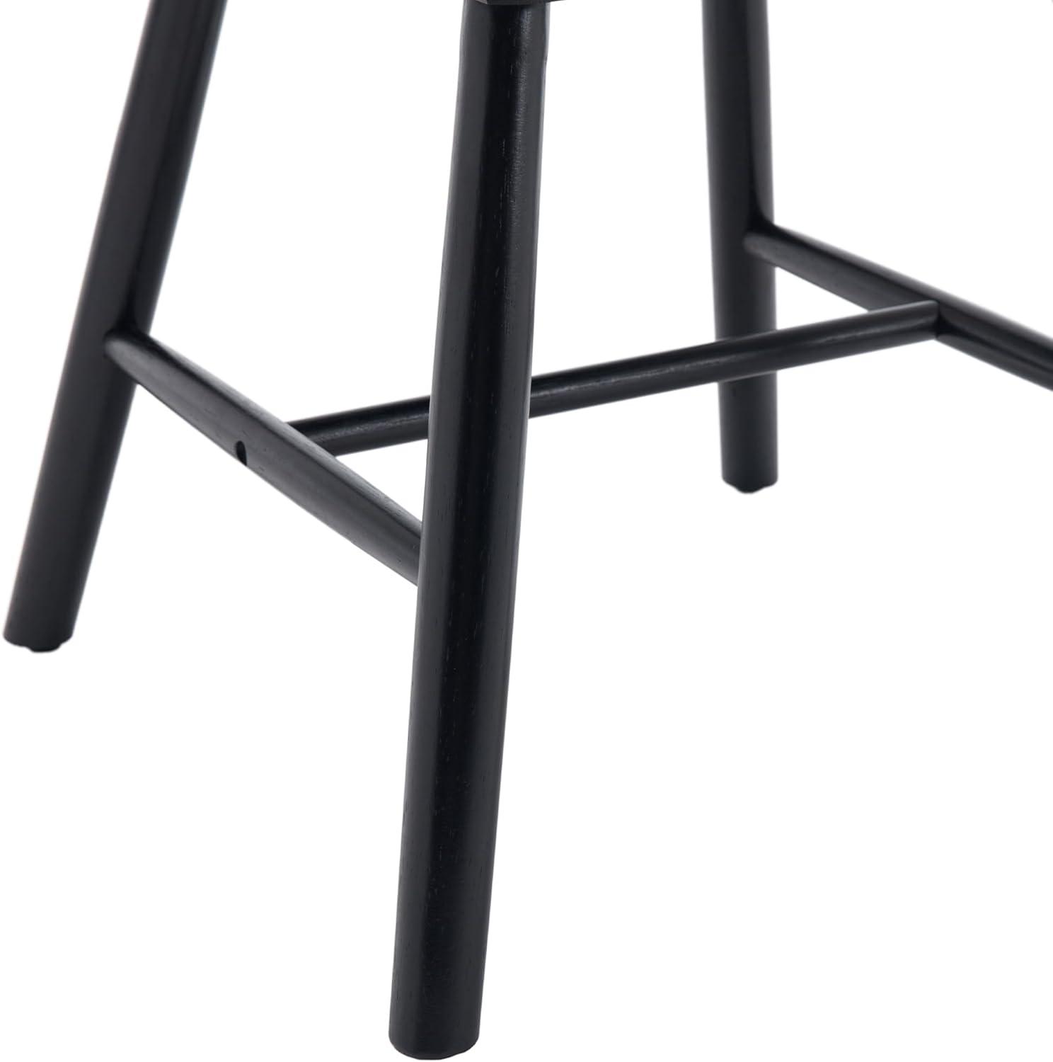 Black Solid Wood Windsor Side Chair Set with Slat Back