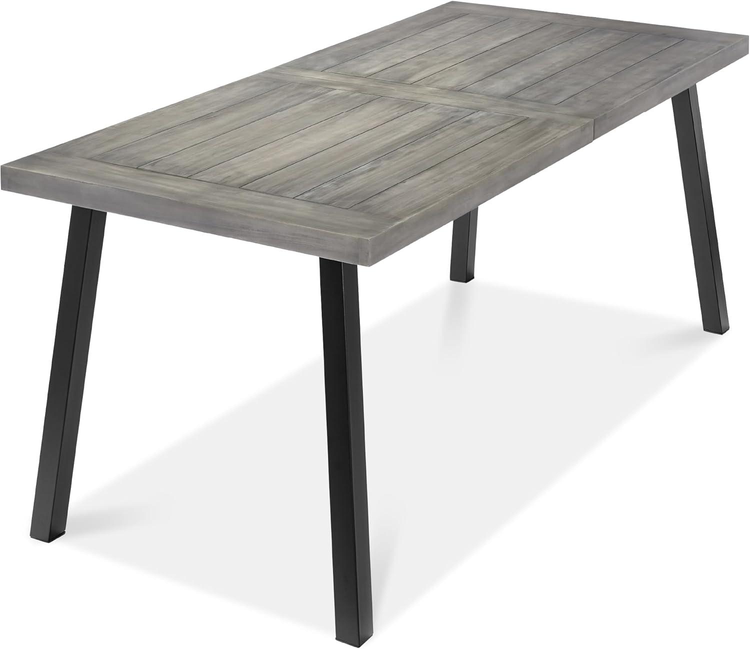 Best Choice Products 6-Person Indoor Outdoor Patio Rustic Acacia Wood Picnic Dining Table w/ Metal Legs - Weathered Gray