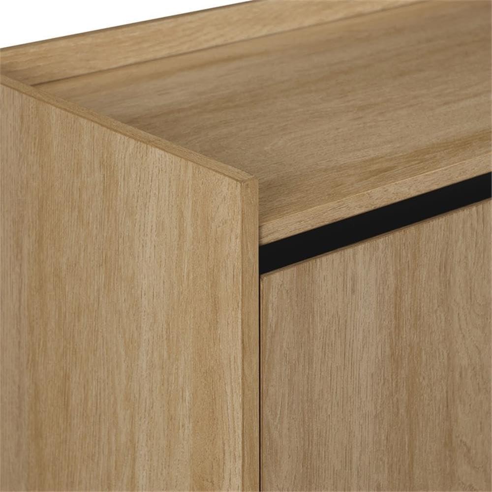 Contemporary 2-Door Wood Accent Cabinet with Framed Top - Oak / Black