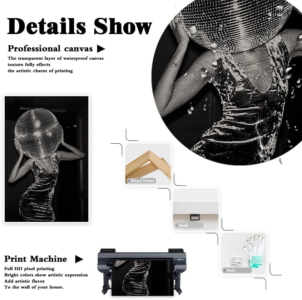 Music Aesthetics Poster Prints Funny Black and White Canvas Wall Art Trendy Retro Music Party Funky Wall Decor for Living Room Bar 12x16in Unframed