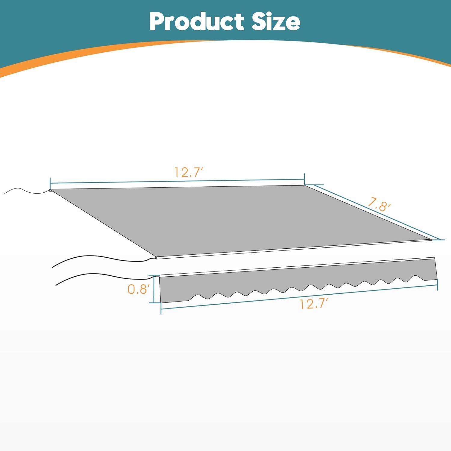 Patio Awning Fabric Replacement Sunshade Canopy for Retractable Awnings