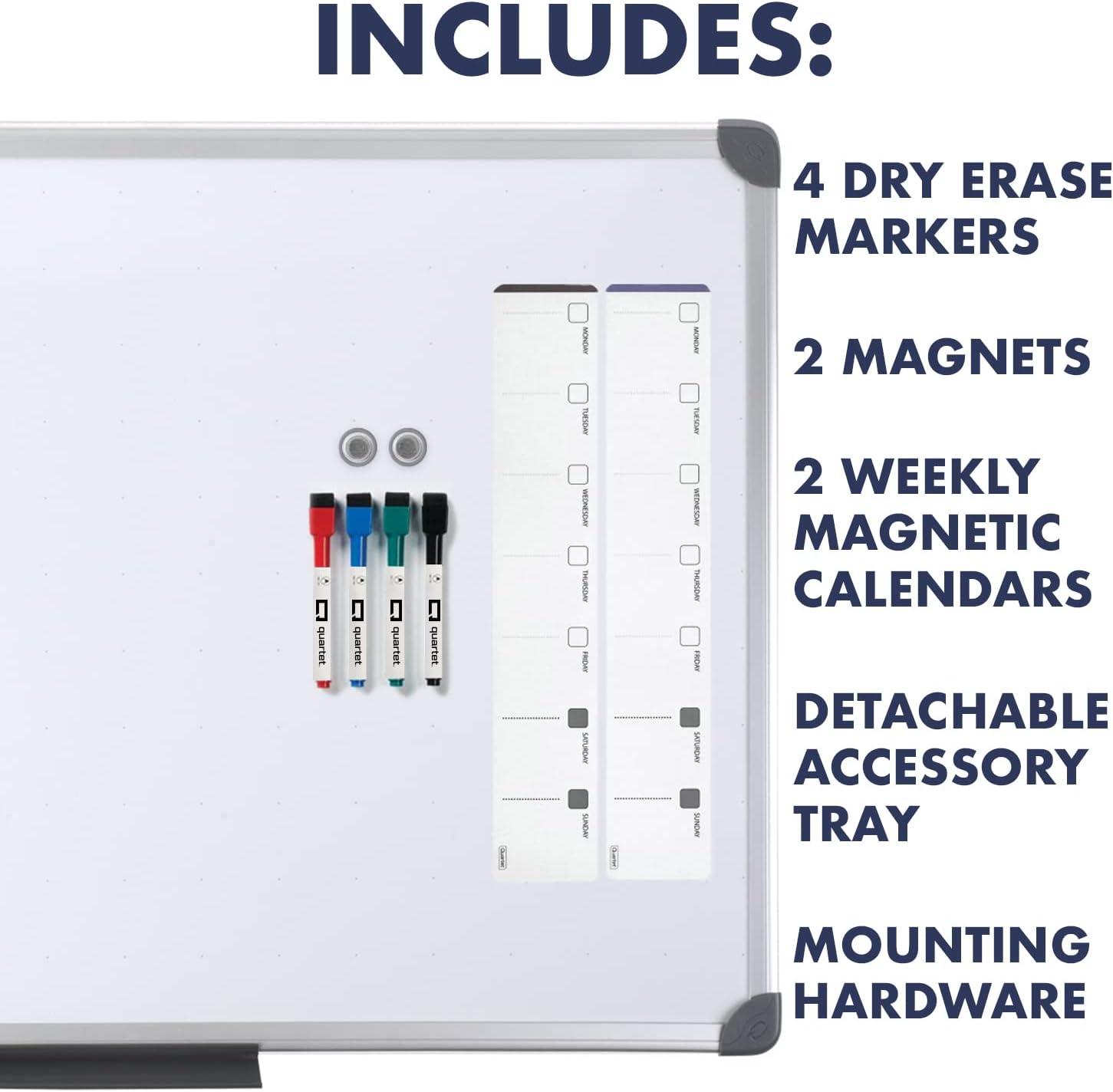 Quartet Magnetic Dry-Erase Board, 36" x 24", Euro Style Aluminum Frame